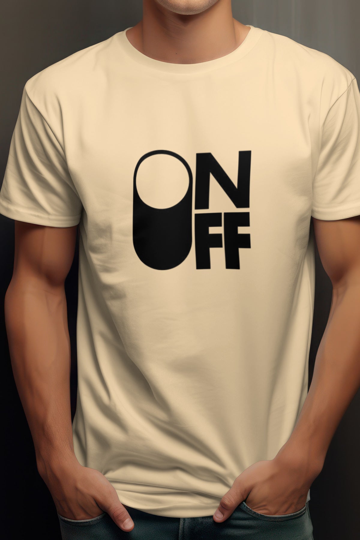 Unisex On Off Graphic Printed Round Neck Cotton T Shirt