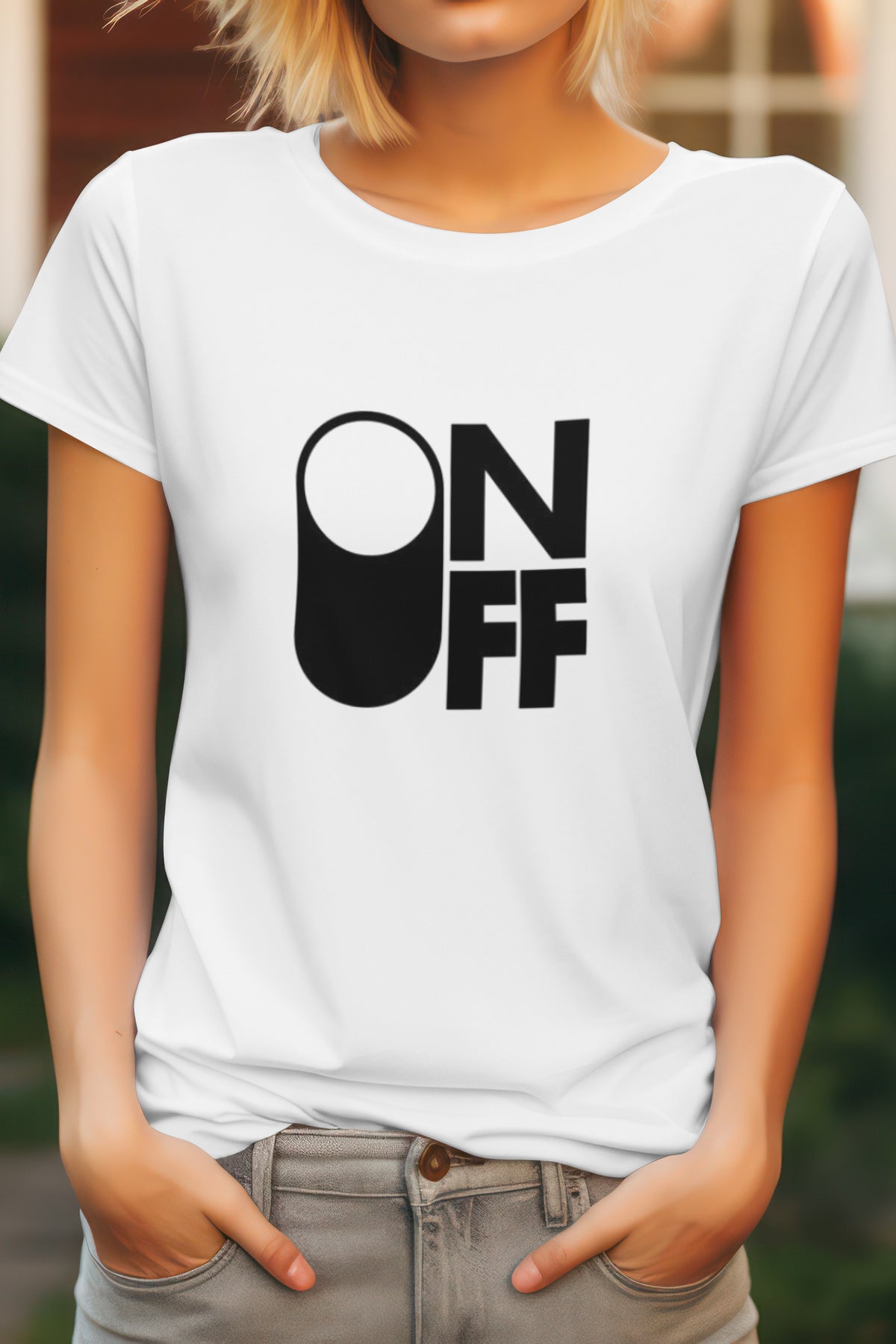 Unisex On Off Graphic Printed Round Neck Cotton T Shirt