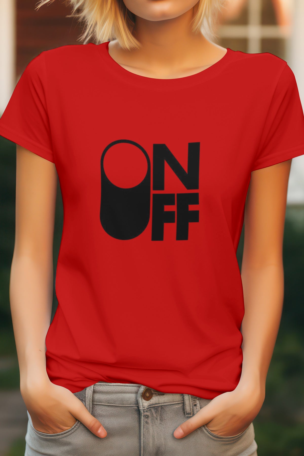 Unisex On Off Graphic Printed Round Neck Cotton T Shirt