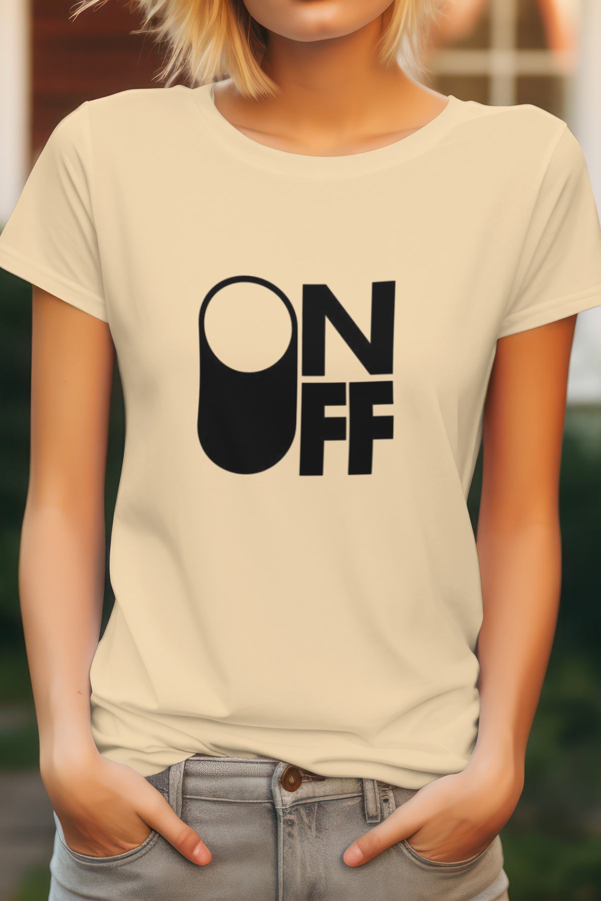 Unisex On Off Graphic Printed Round Neck Cotton T Shirt