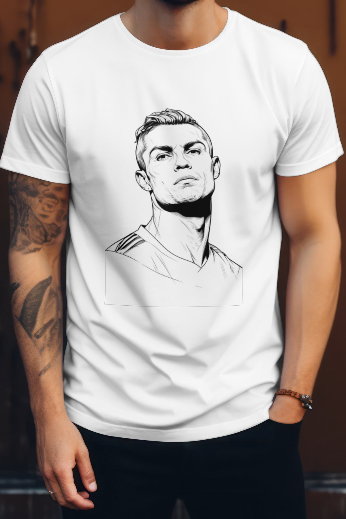 Unisex Ronaldo Graphic Printed Round Neck Cotton T Shirt