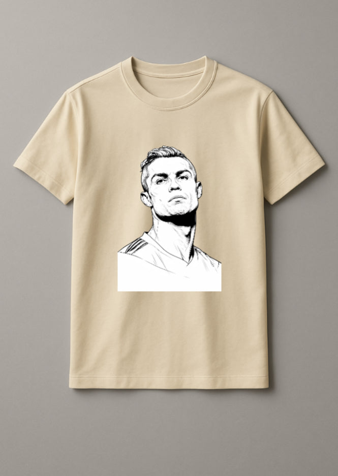 Unisex Ronaldo Graphic Printed Round Neck Cotton T Shirt
