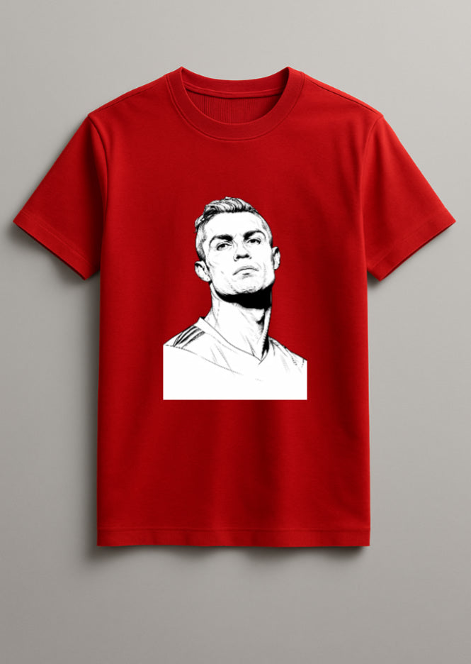 Unisex Ronaldo Graphic Printed Round Neck Cotton T Shirt