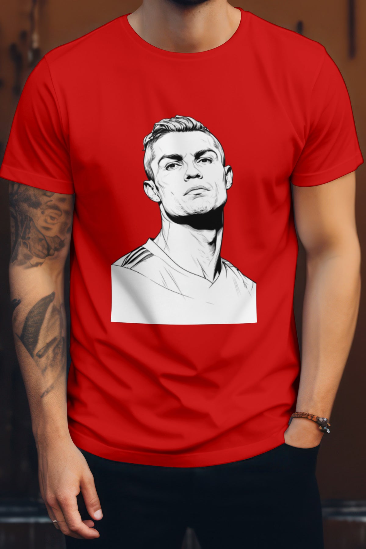 Unisex Ronaldo Graphic Printed Round Neck Cotton T Shirt
