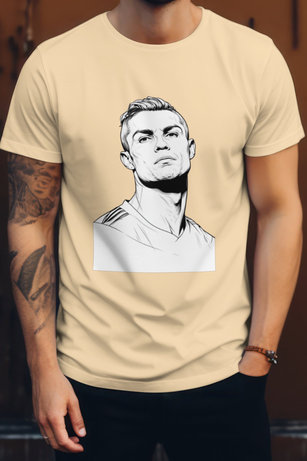 Unisex Ronaldo Graphic Printed Round Neck Cotton T Shirt