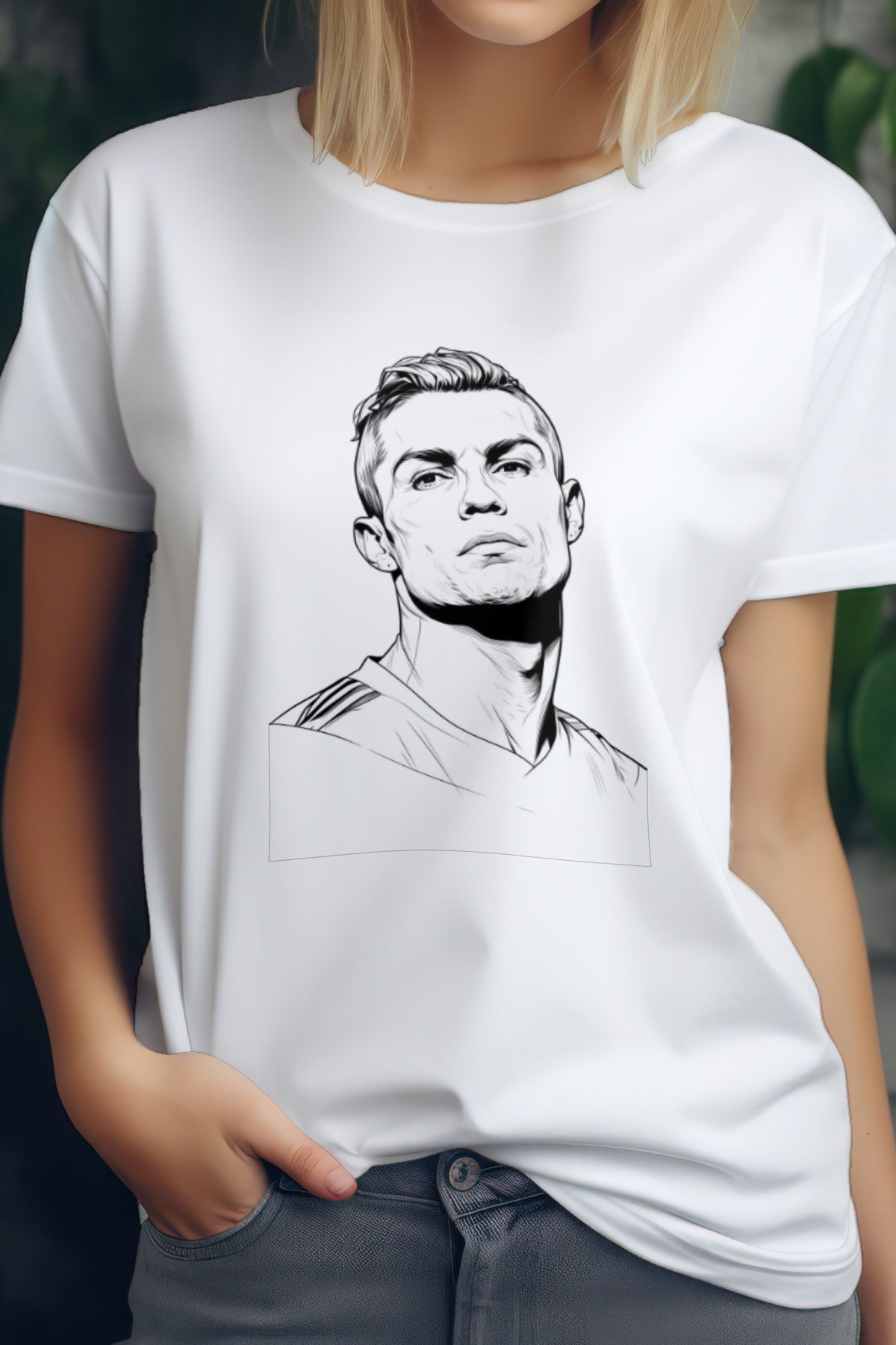 Unisex Ronaldo Graphic Printed Round Neck Cotton T Shirt