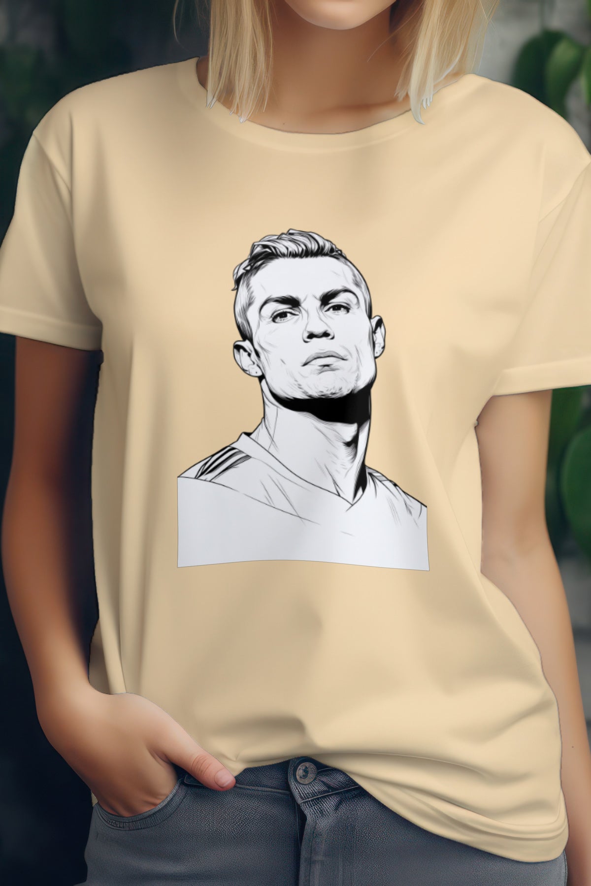 Unisex Ronaldo Graphic Printed Round Neck Cotton T Shirt