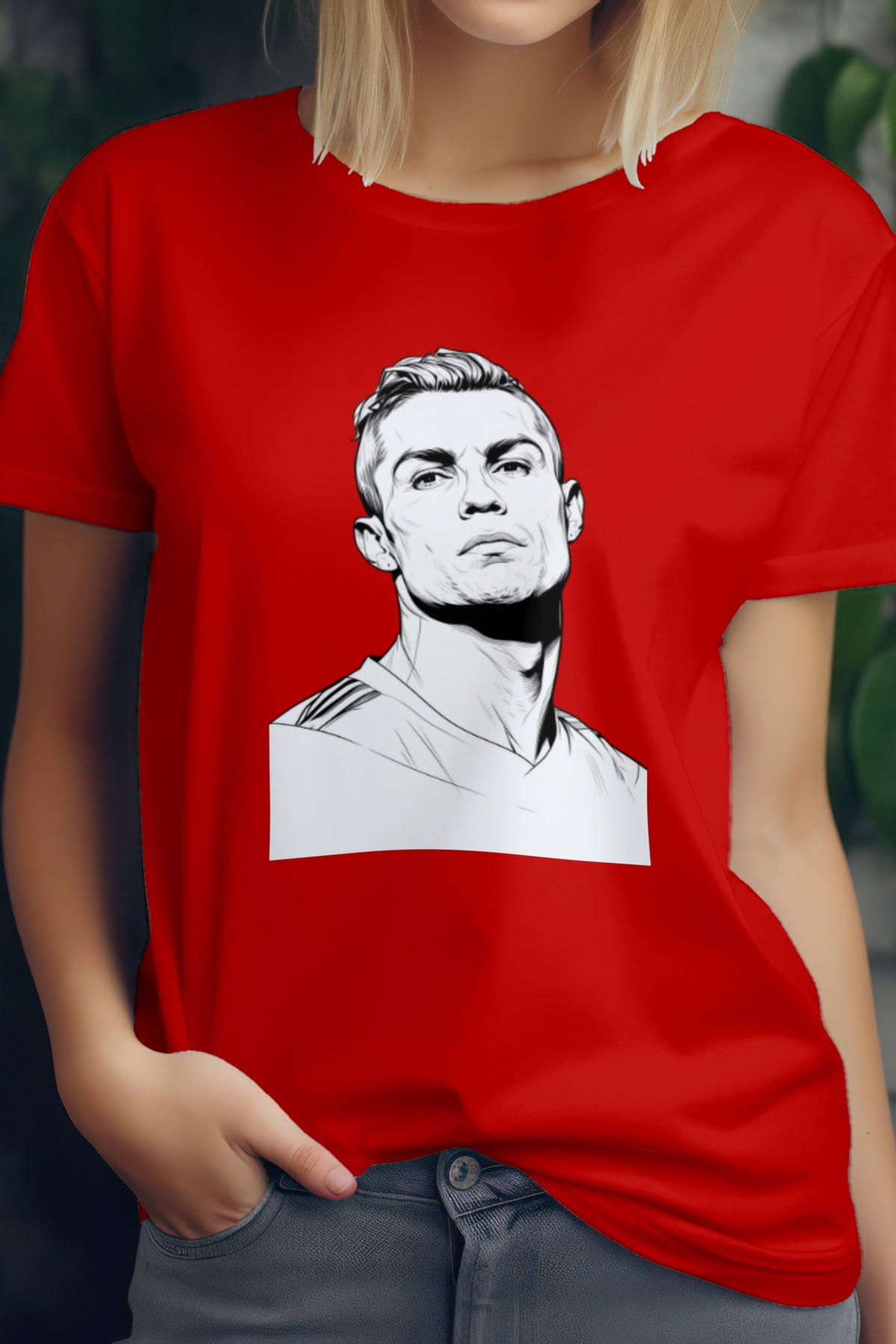Unisex Ronaldo Graphic Printed Round Neck Cotton T Shirt