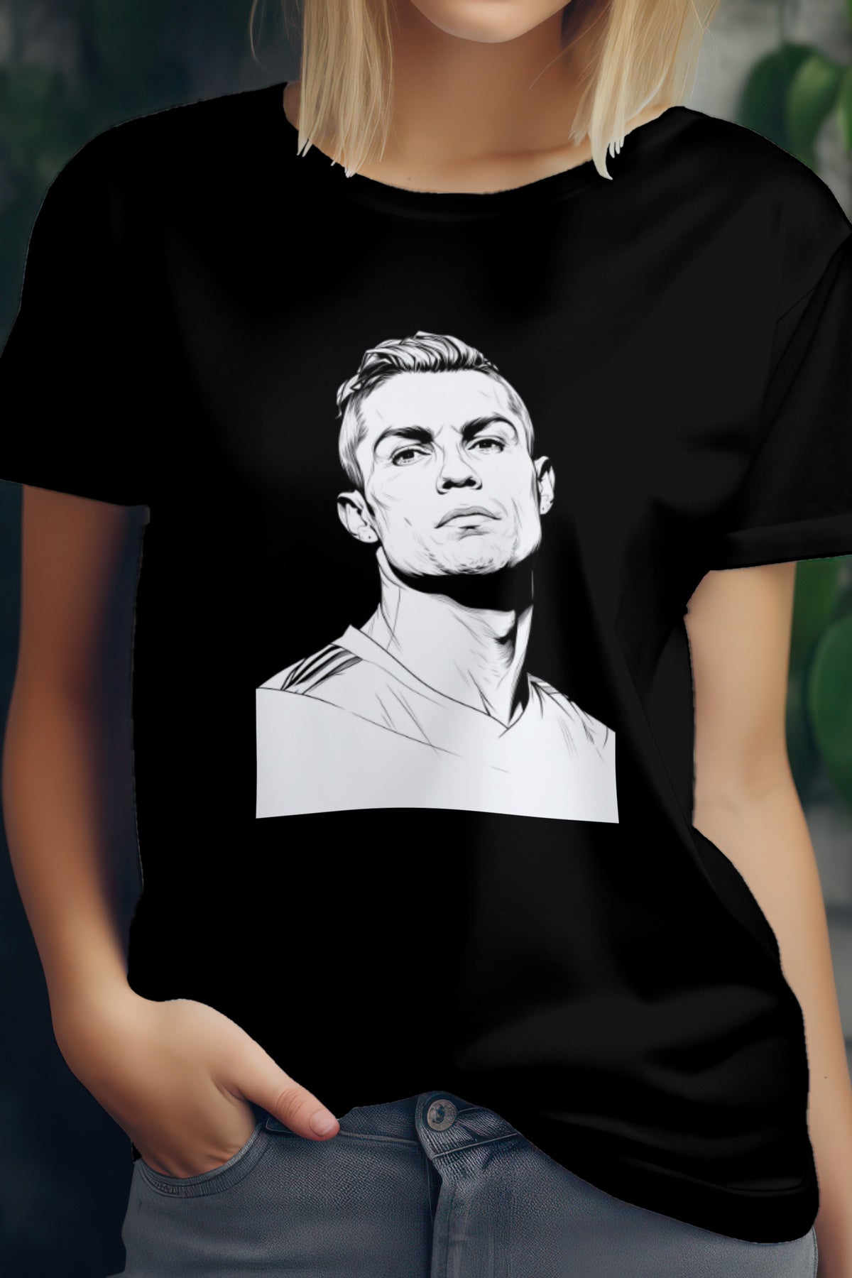 Unisex Ronaldo Graphic Printed Round Neck Cotton T Shirt