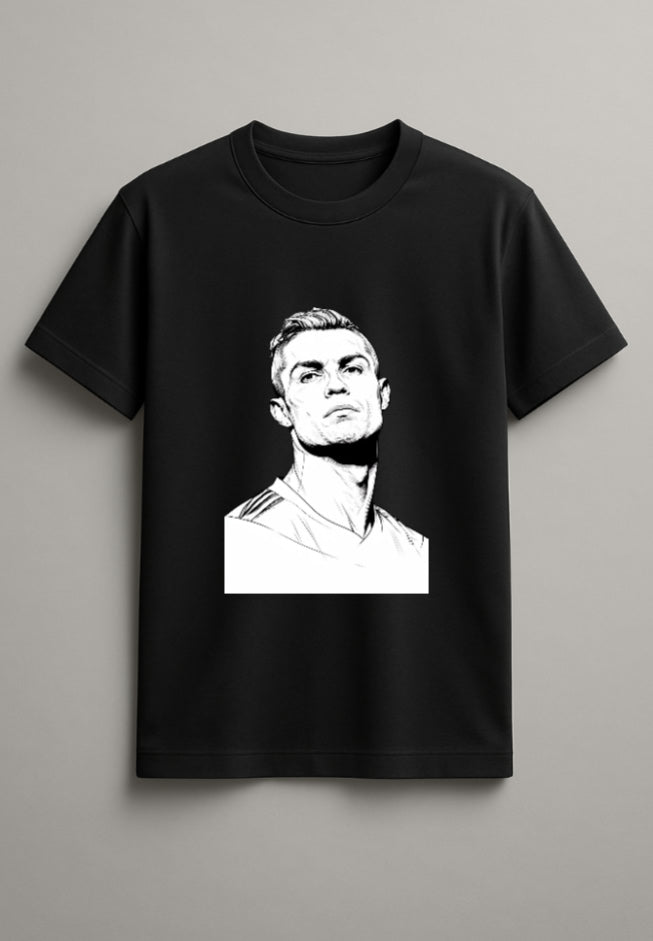 Unisex Ronaldo Graphic Printed Round Neck Cotton T Shirt