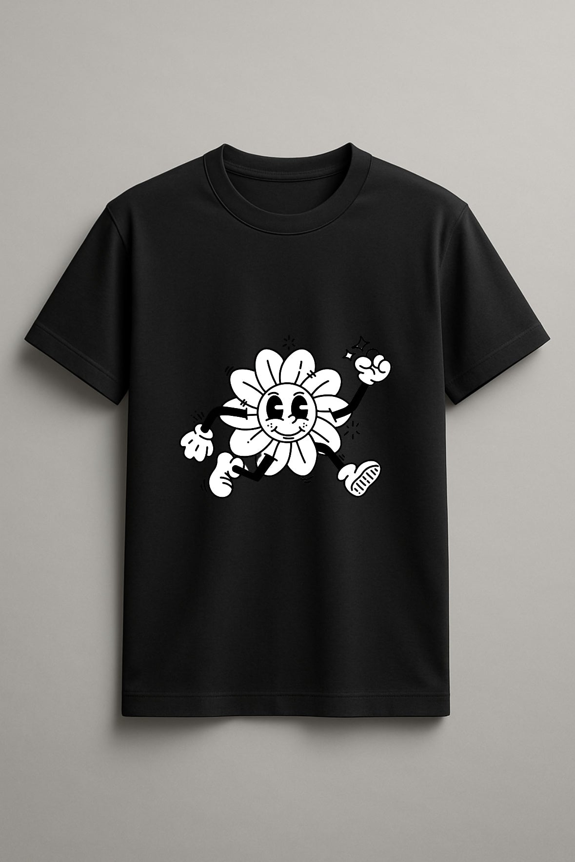 Women's Running Flower Graphic Tee Round Neck Cotton