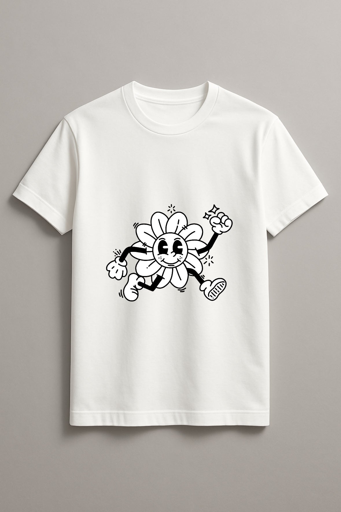 Women's Running Flower Graphic Tee Round Neck Cotton