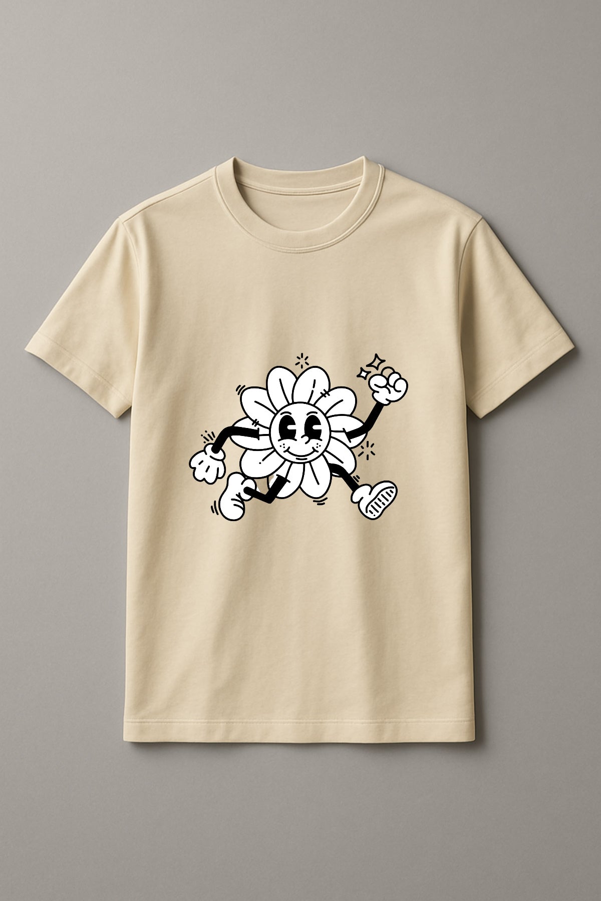 Women's Running Flower Graphic Tee Round Neck Cotton