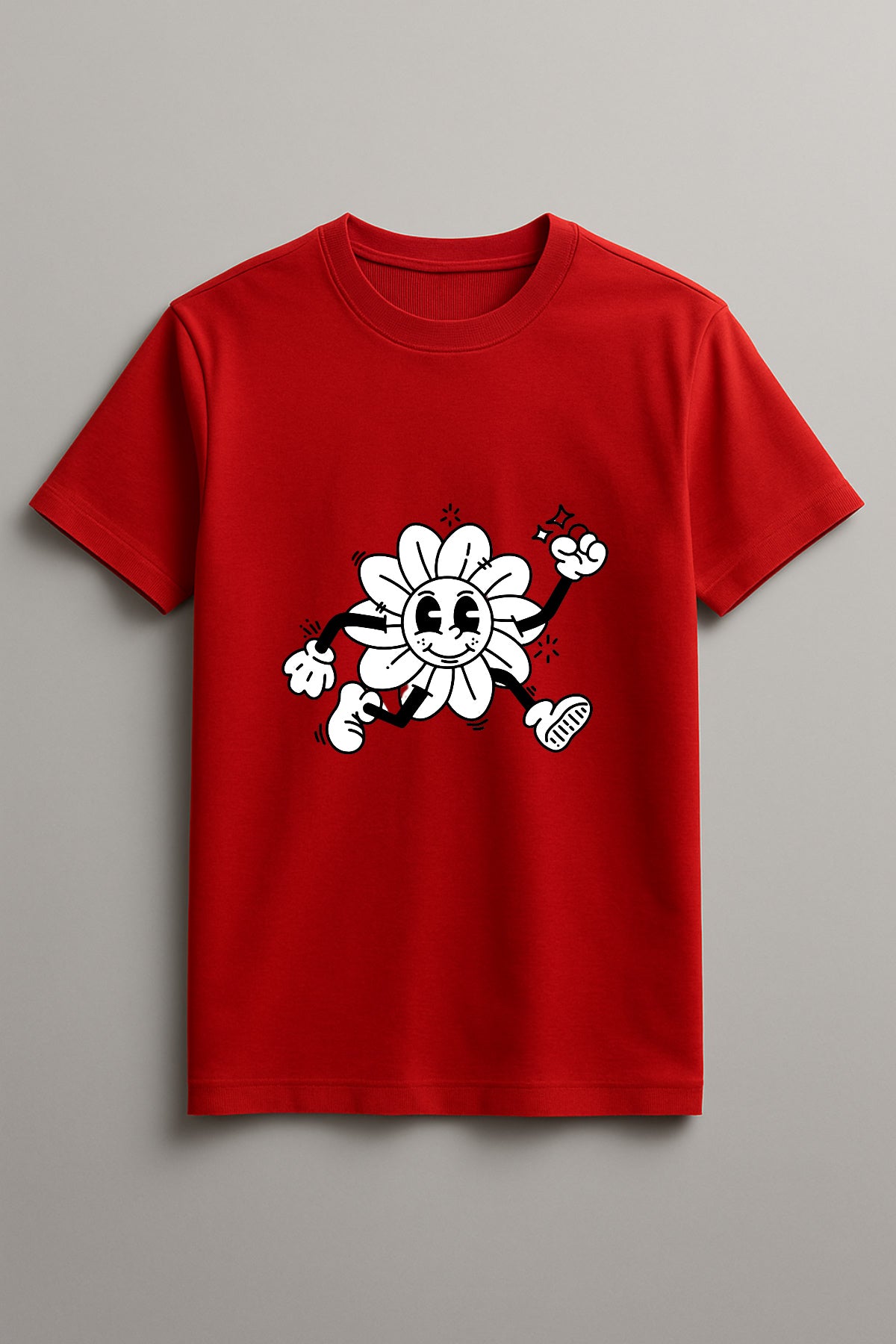 Women's Running Flower Graphic Tee Round Neck Cotton