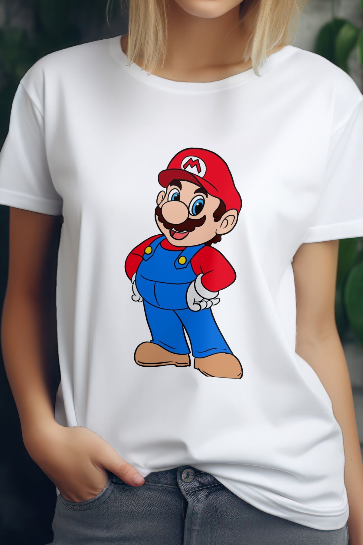 Unisex Classic Mario Graphic Printed Round Neck Cotton T Shirt