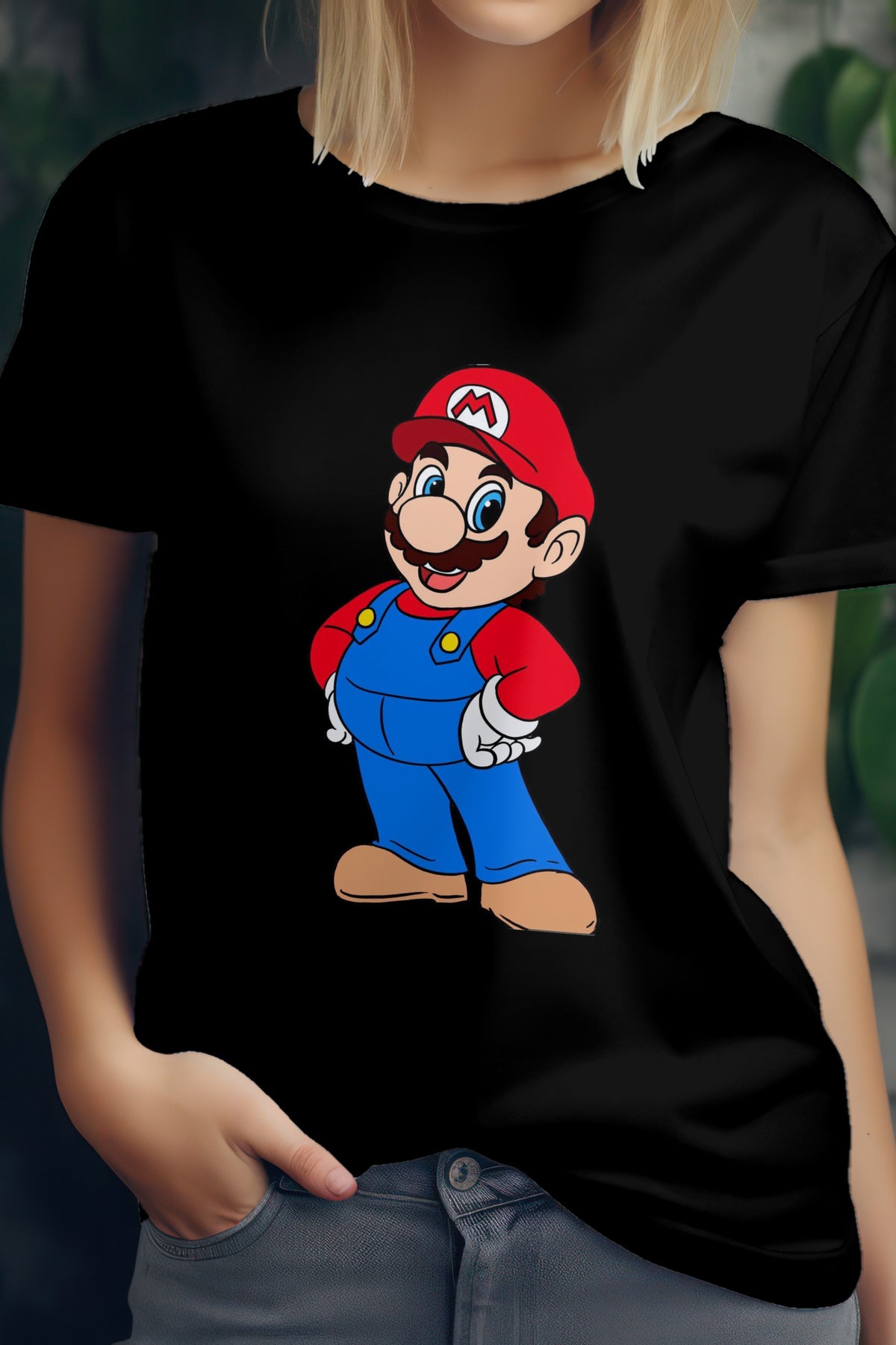 Unisex Classic Mario Graphic Printed Round Neck Cotton T Shirt