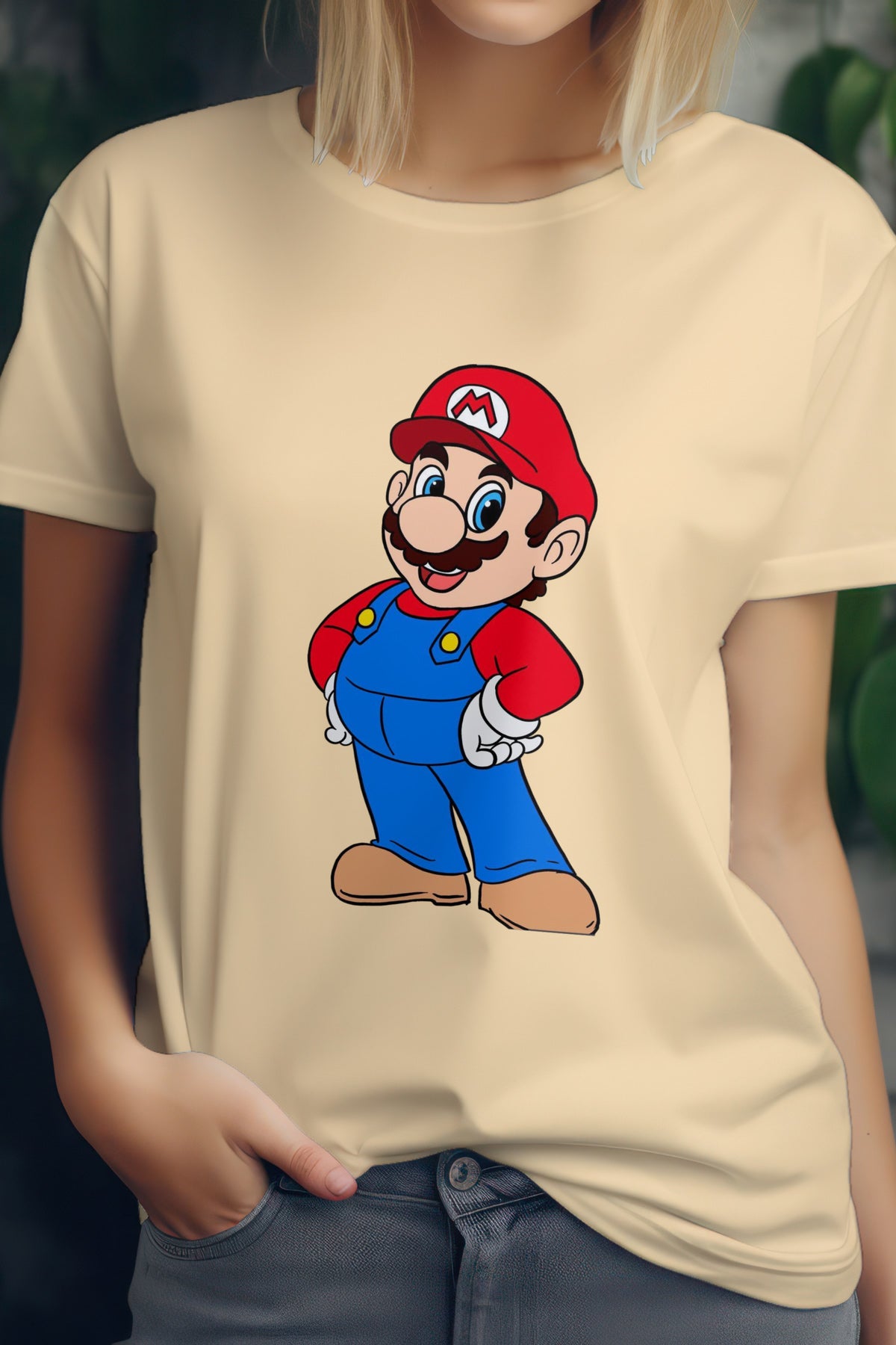 Unisex Classic Mario Graphic Printed Round Neck Cotton T Shirt