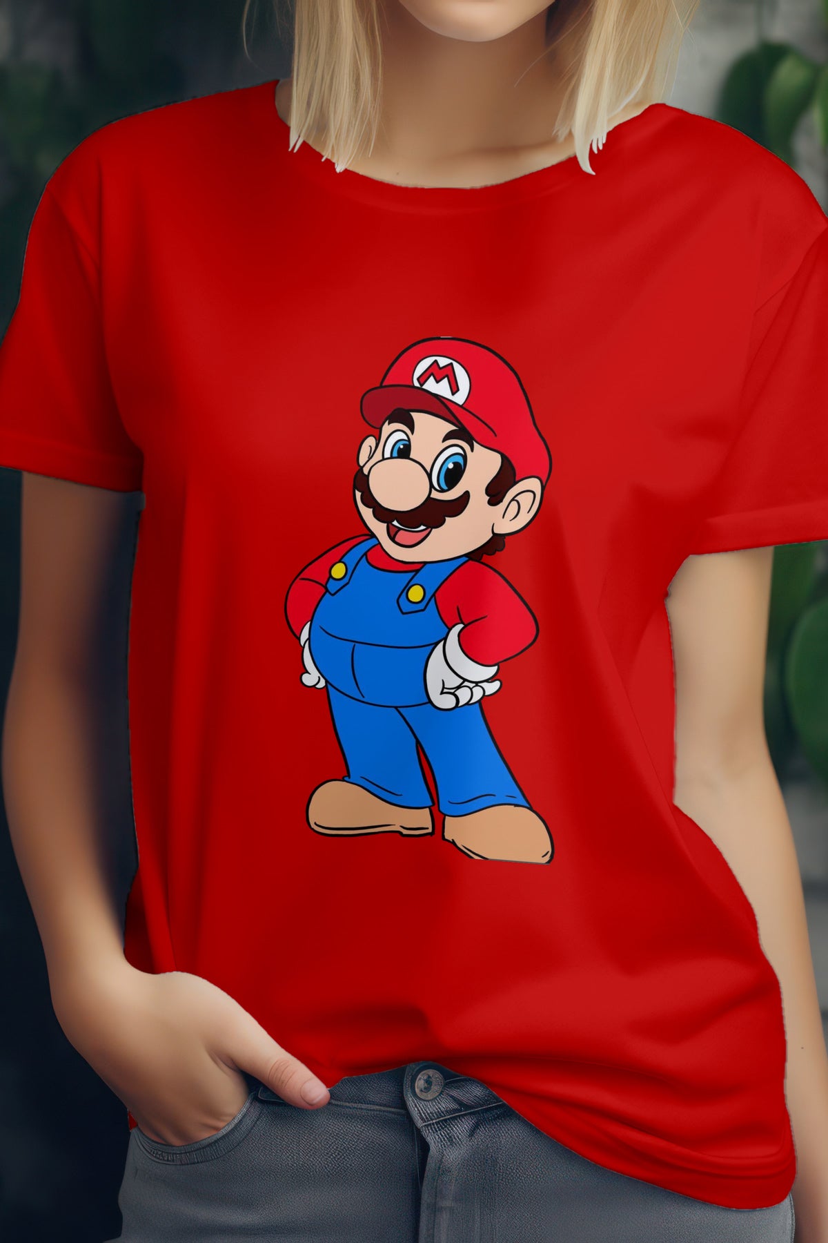 Unisex Classic Mario Graphic Printed Round Neck Cotton T Shirt