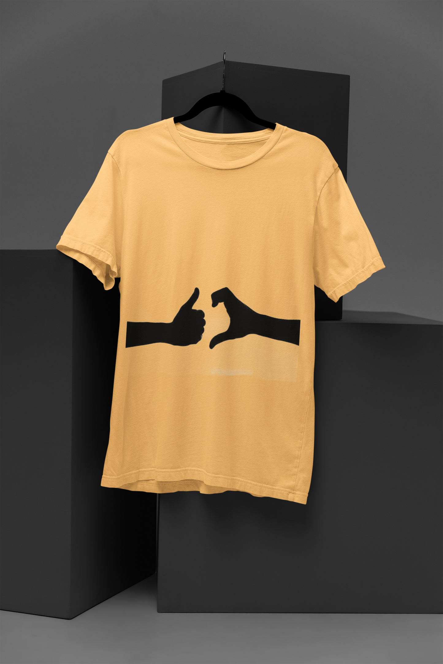 Unisex Thumb and Heart Graphic Printed Round Neck Cotton T Shirt