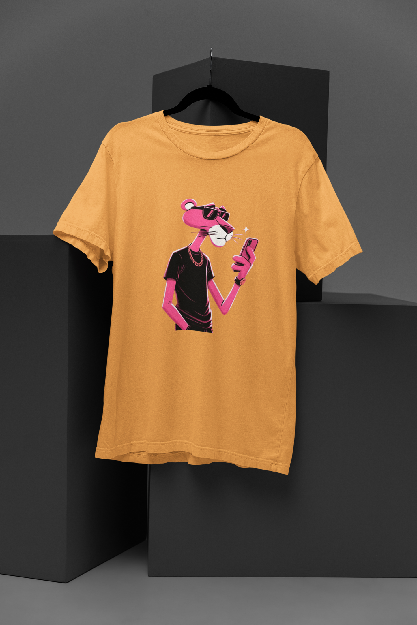 Unisex Pink panther Graphic Printed Round Neck Cotton T Shirt