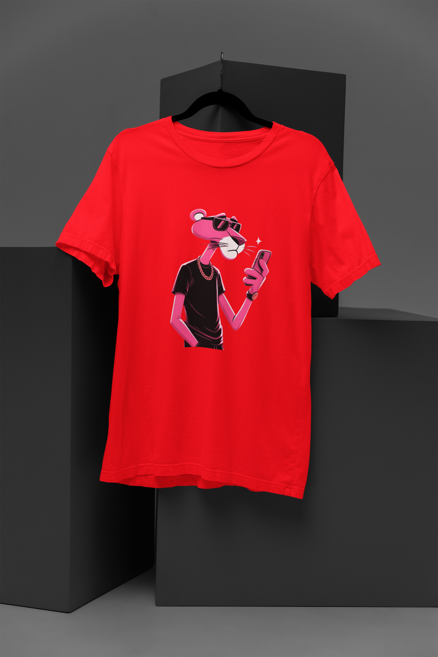 Unisex Pink panther Graphic Printed Round Neck Cotton T Shirt