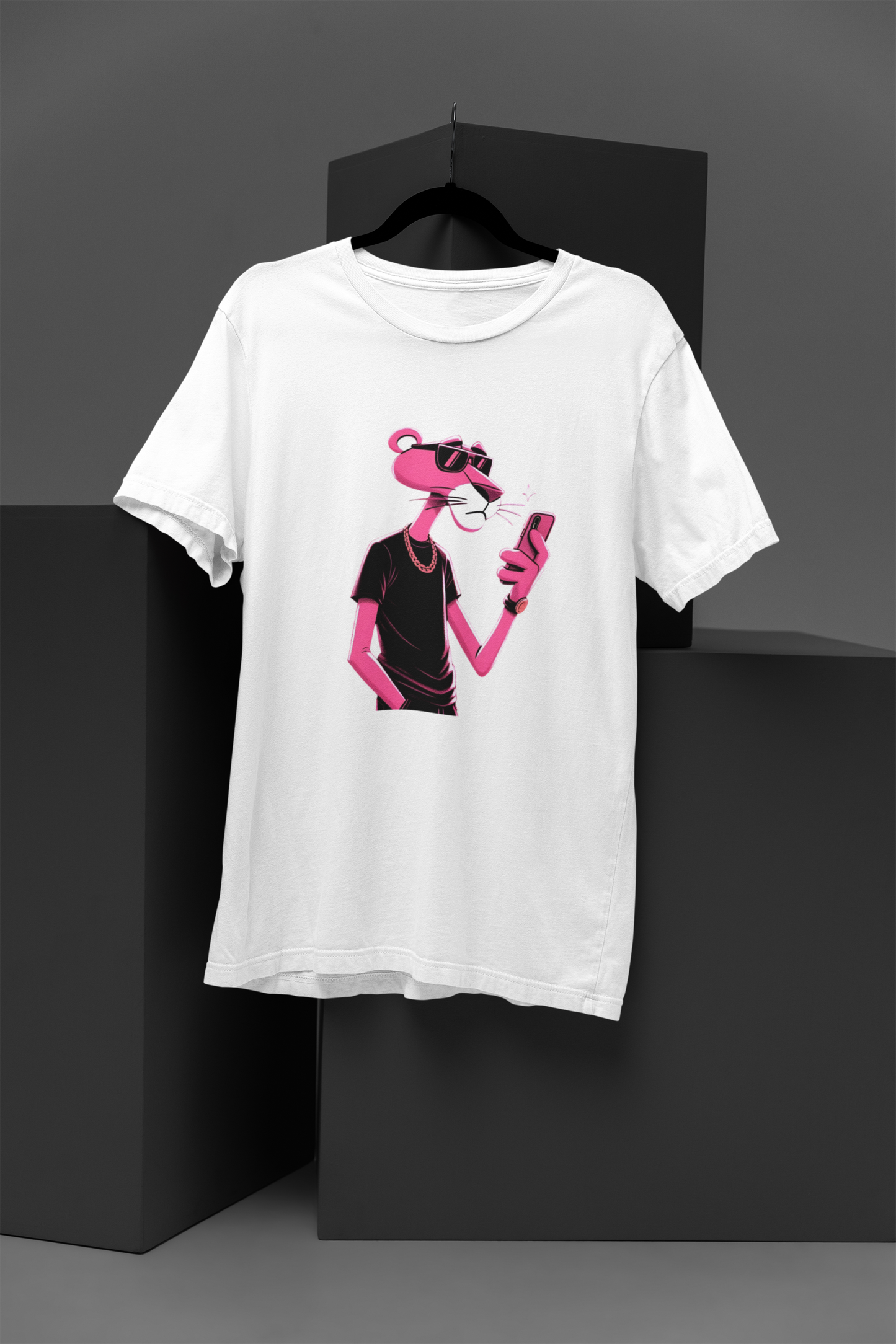 Unisex Pink panther Graphic Printed Round Neck Cotton T Shirt