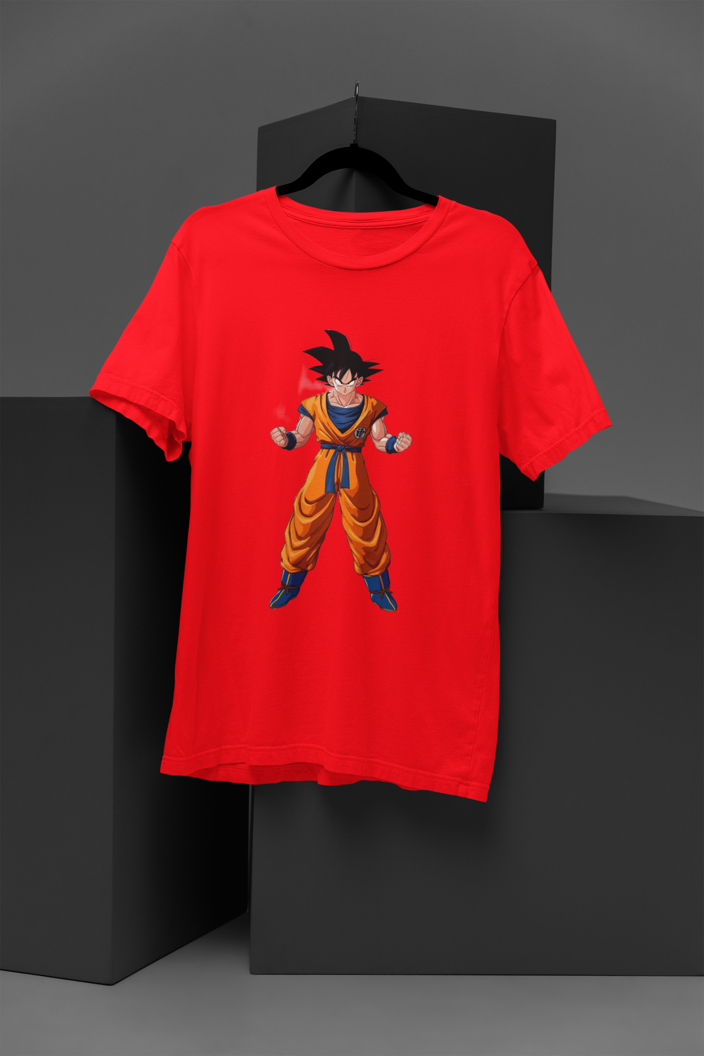 Unisex Determined Goku Graphic Printed Round Neck Cotton T Shirt