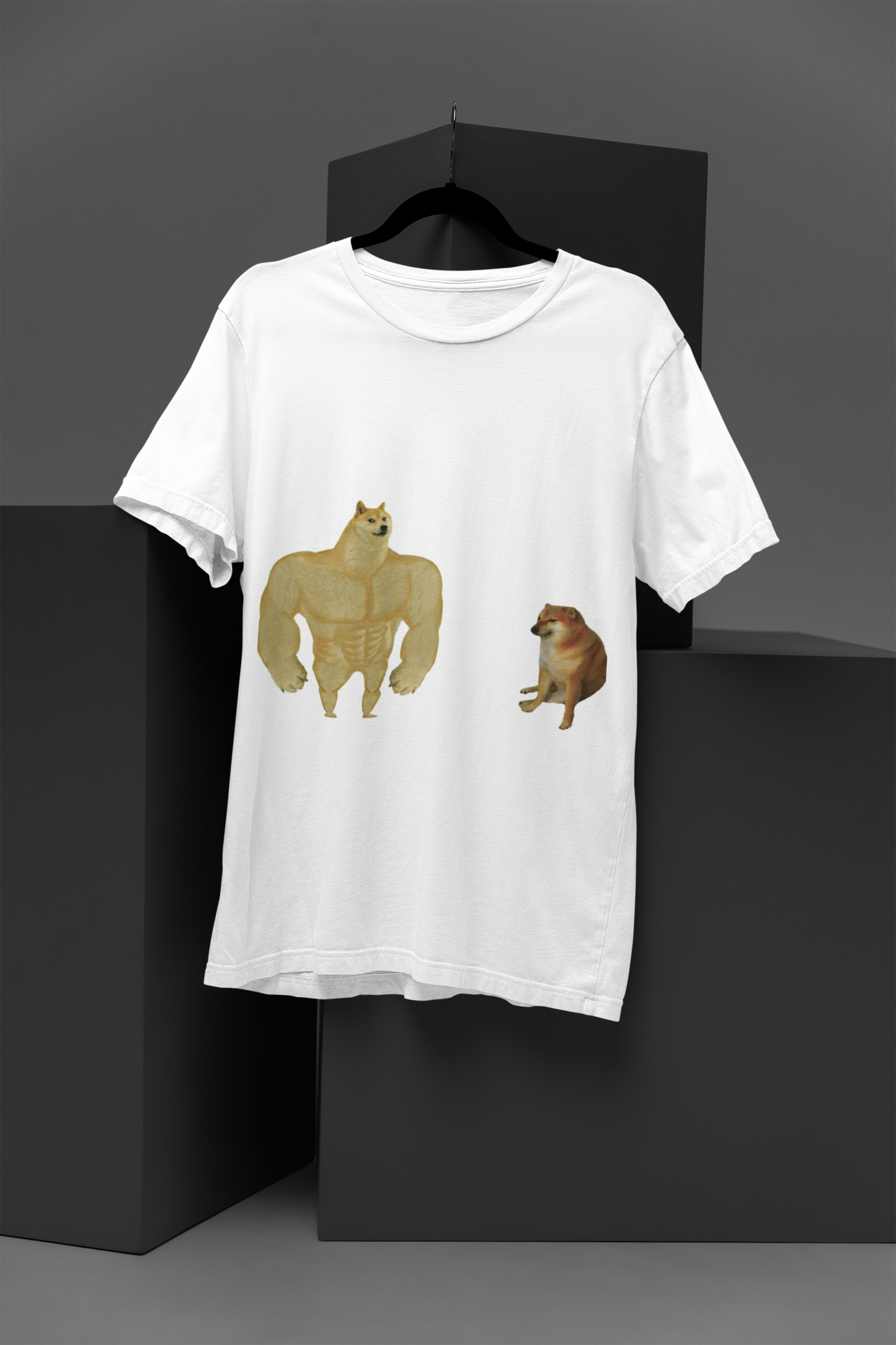 Cheems T Shirt front on white tee with iconic Cheems doge meme graphic in vibrant print FOMO Fashions.