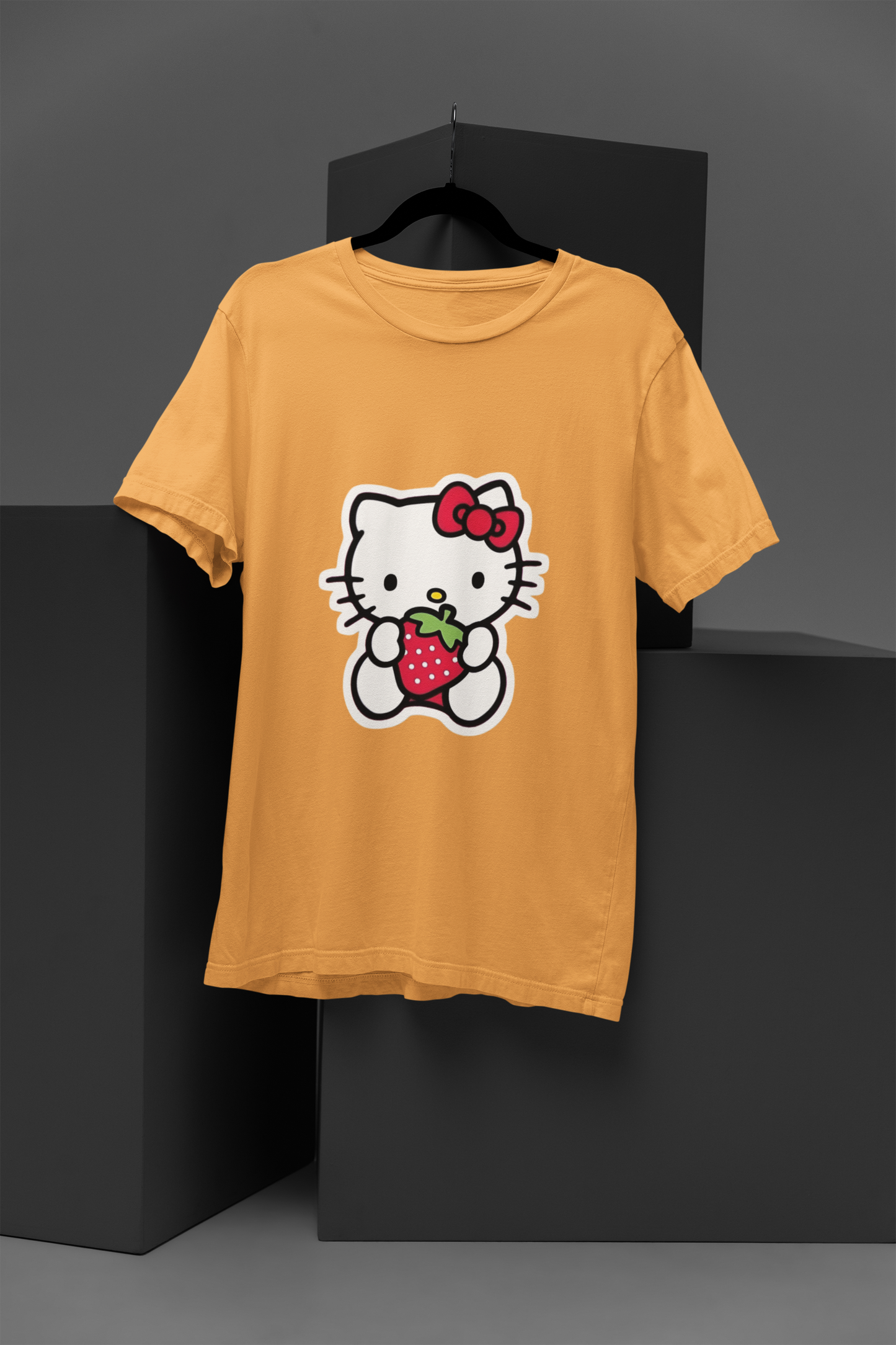 Women's Hello Kitty Strawberry Graphic Tee Round Neck Cotton