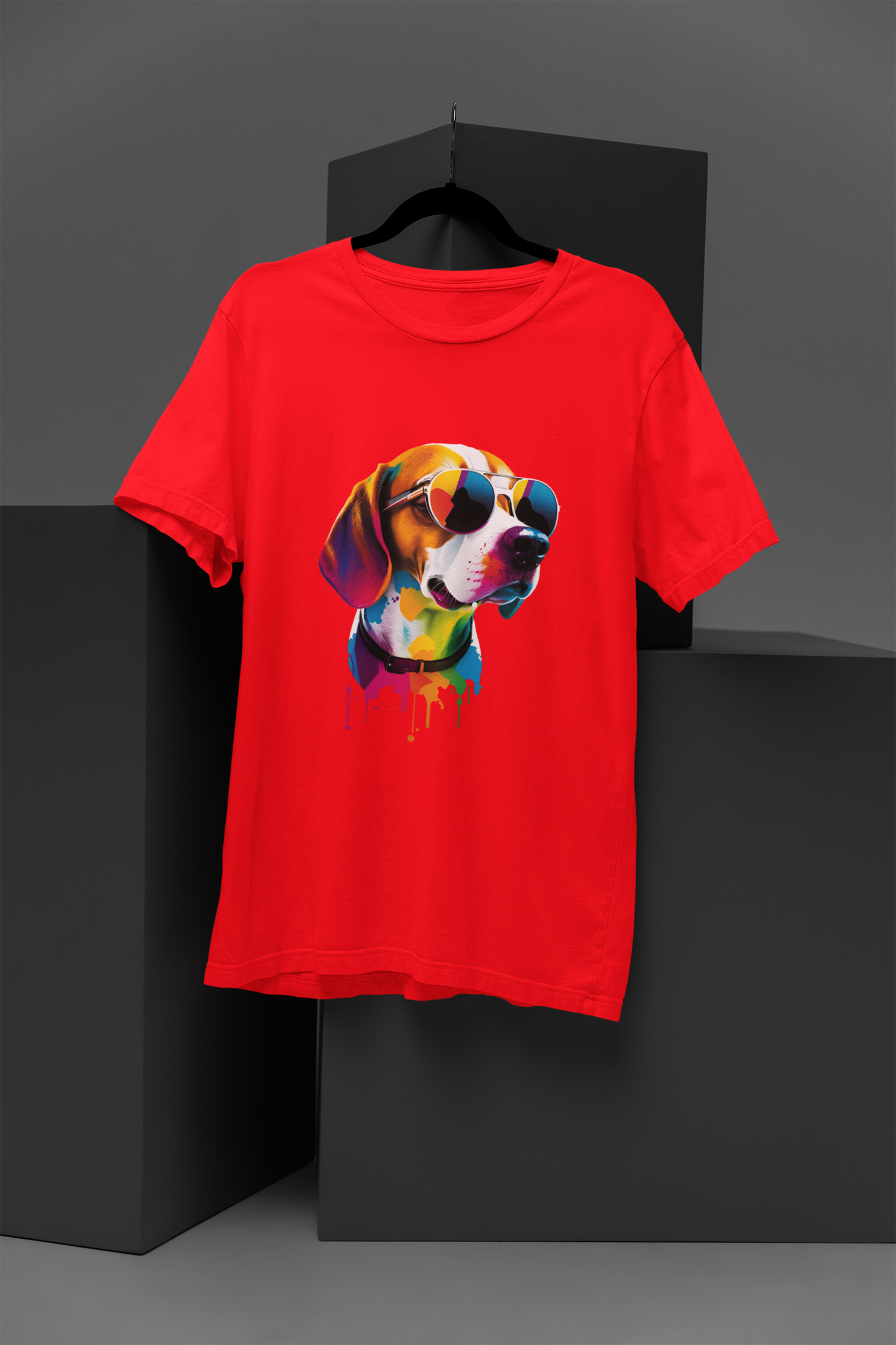 Unisex Colorful Dog Printed Graphic Printed Round Neck Cotton T Shirt