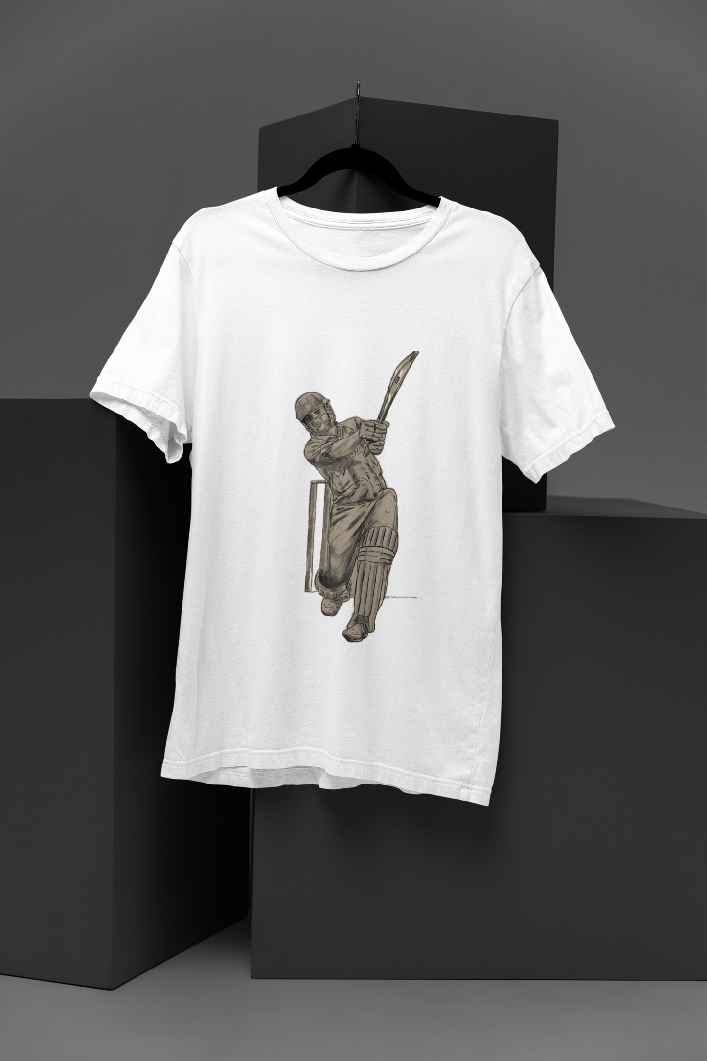 FOMO Fashions Dhoni T Shirt with Captain Cool graphic cricket fan print on beige tee