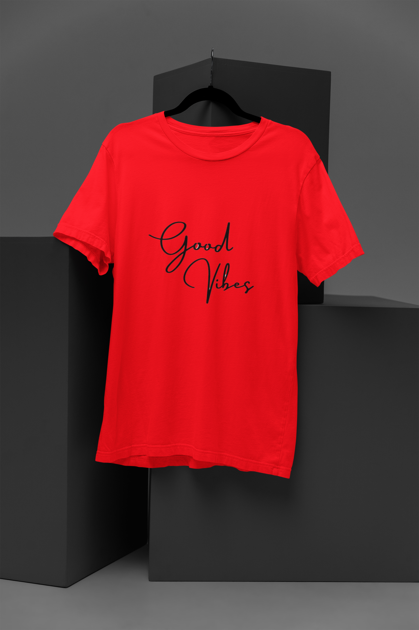 Unisex Good Vibes Only Graphic Printed Round Neck Cotton T Shirt
