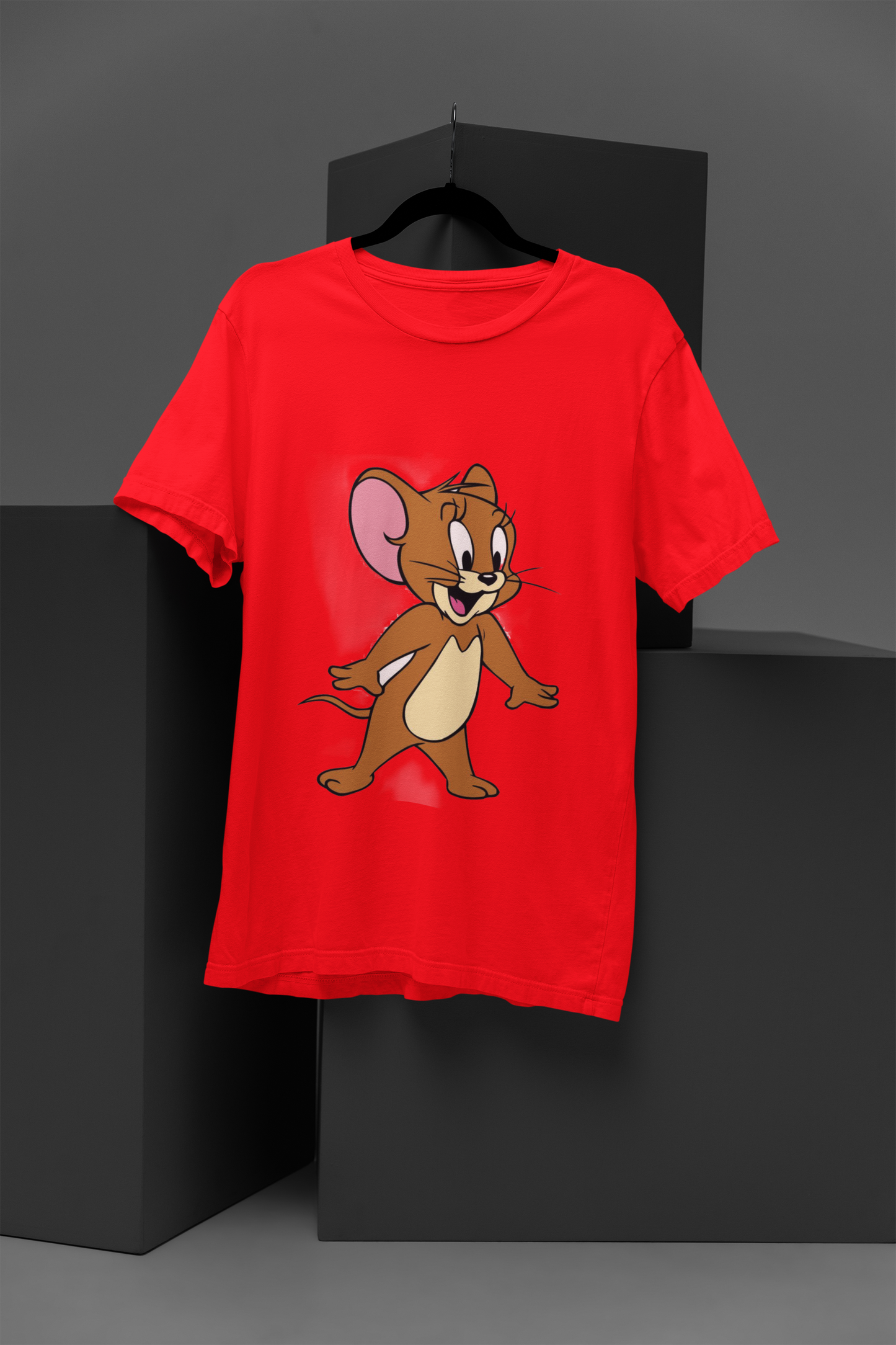 FOMO Fashions Jerry T Shirt: beige tee with stylized"Jerry" cartoon name in bold whimsical typography print.
