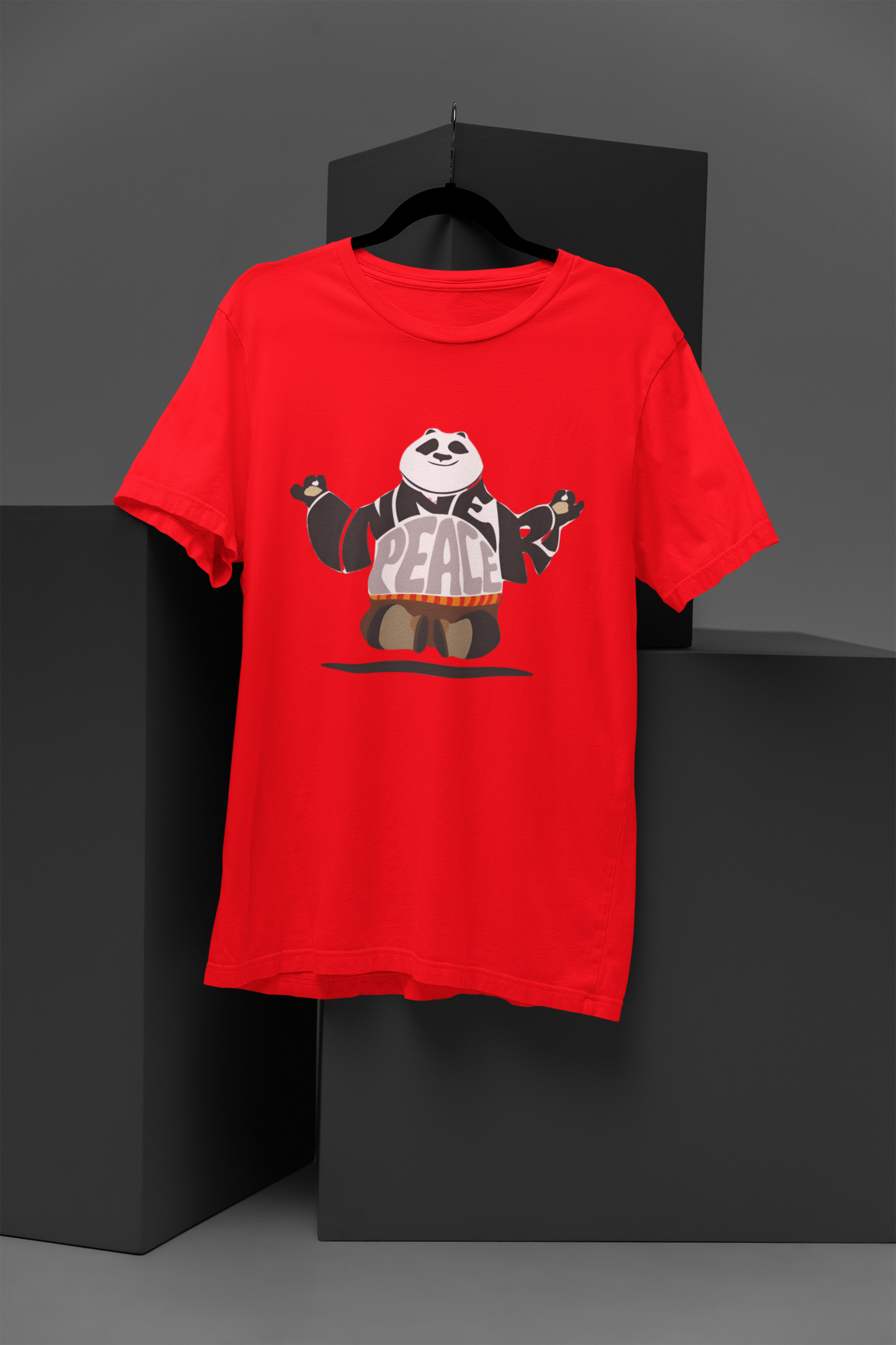 Unisex Kun-Fu Panda Graphic Printed Round Neck Cotton T Shirt