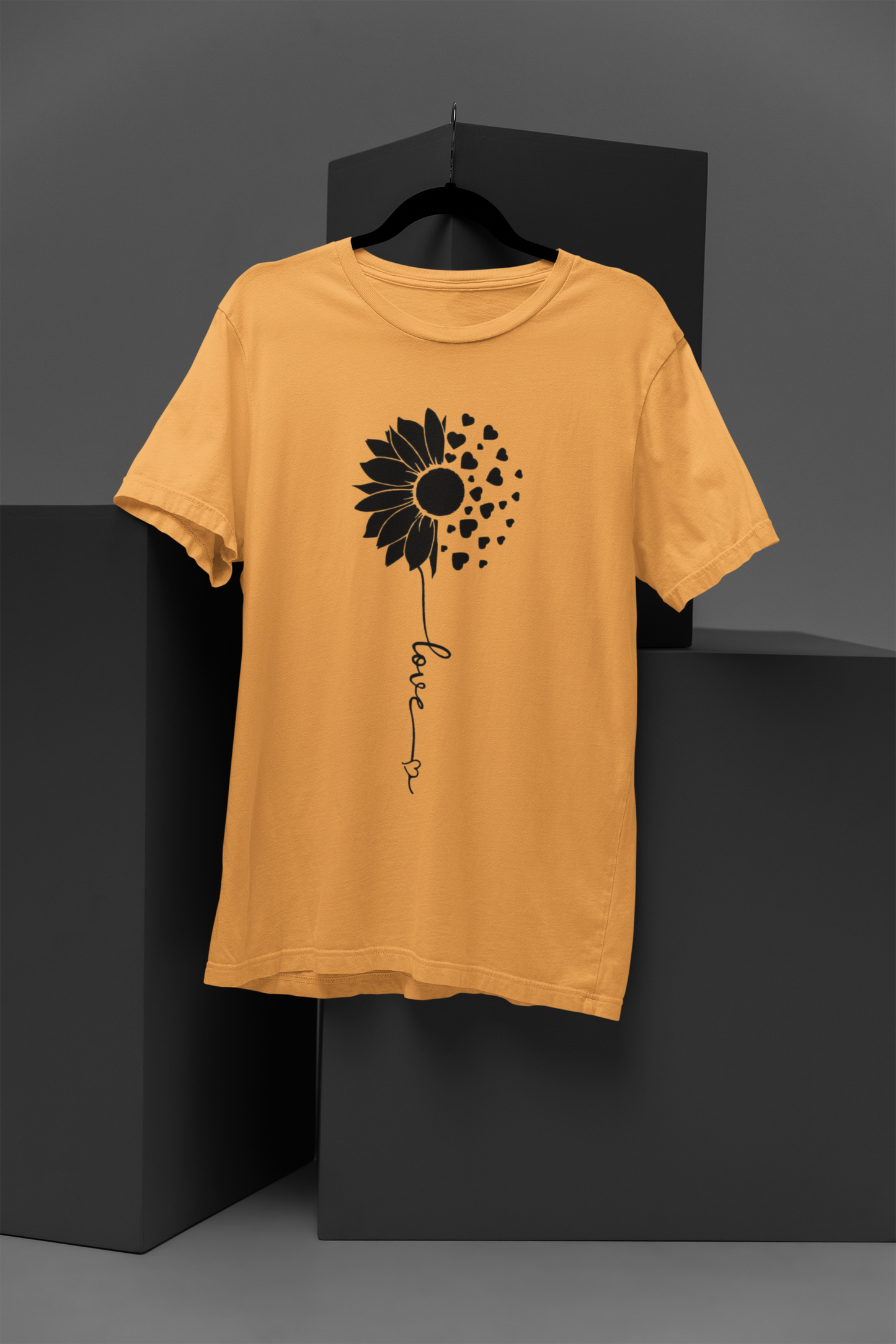 Unisex Love Flower Graphic Printed Round Neck Cotton T Shirt