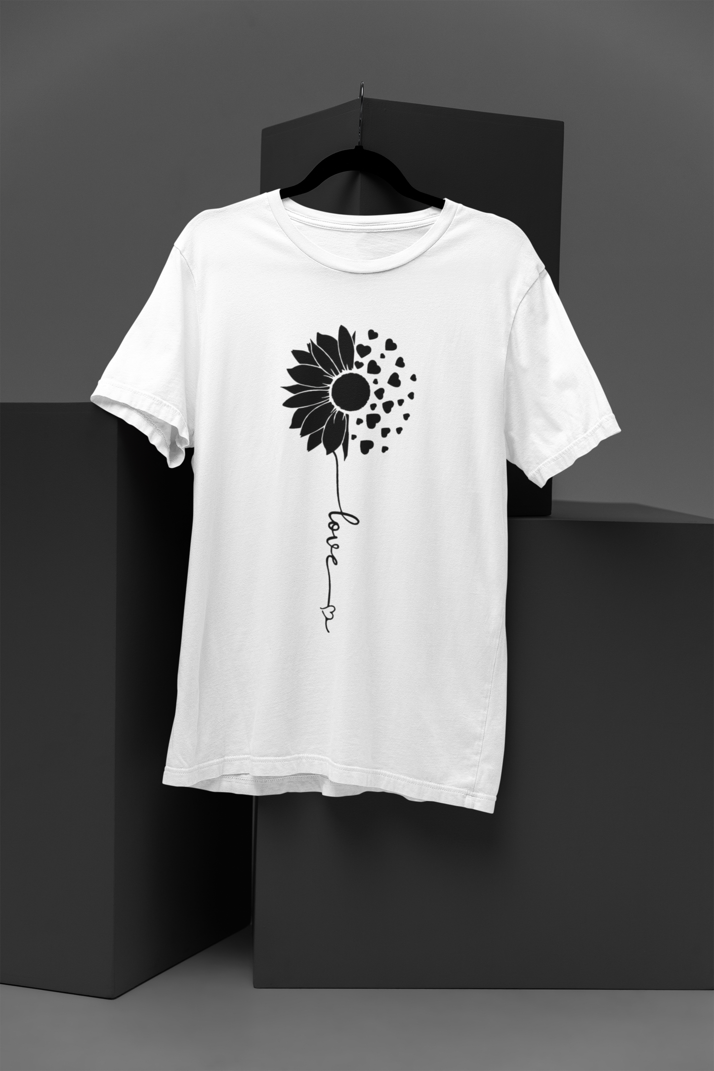 Unisex Love Flower Graphic Printed Round Neck Cotton T Shirt