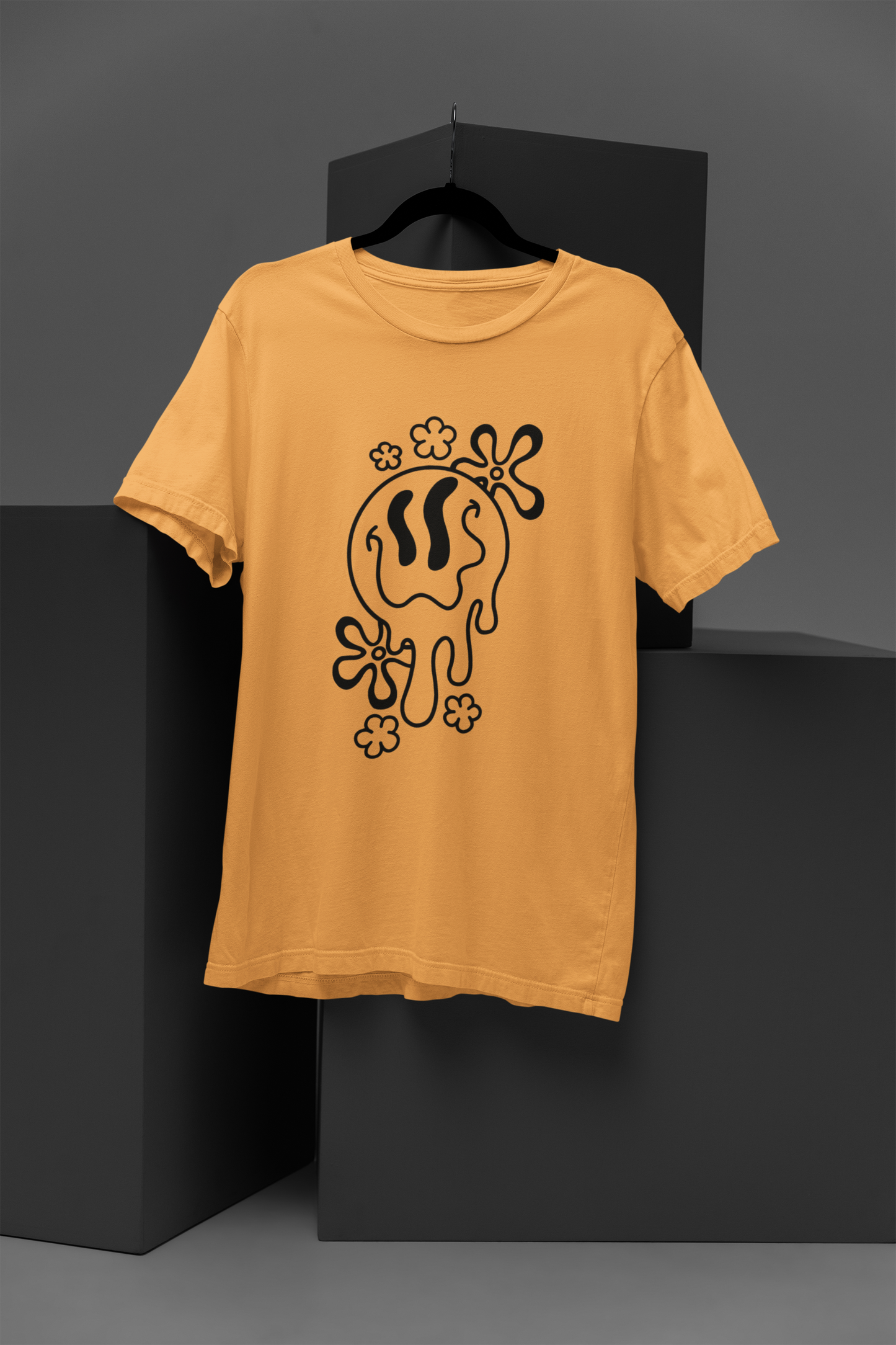 Unisex Melting Emoji Graphic Printed Round Neck Cotton T Shirt