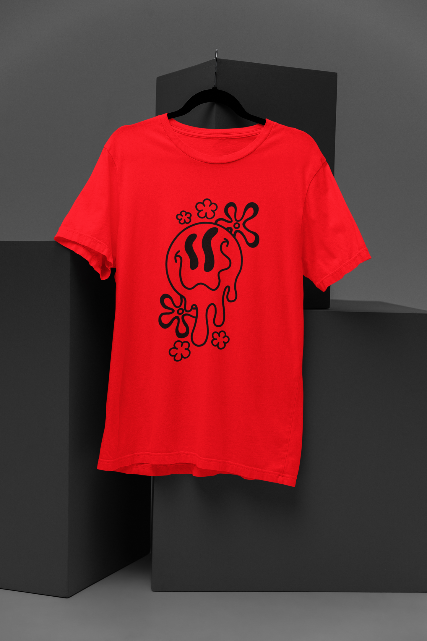 Unisex Melting Emoji Graphic Printed Round Neck Cotton T Shirt