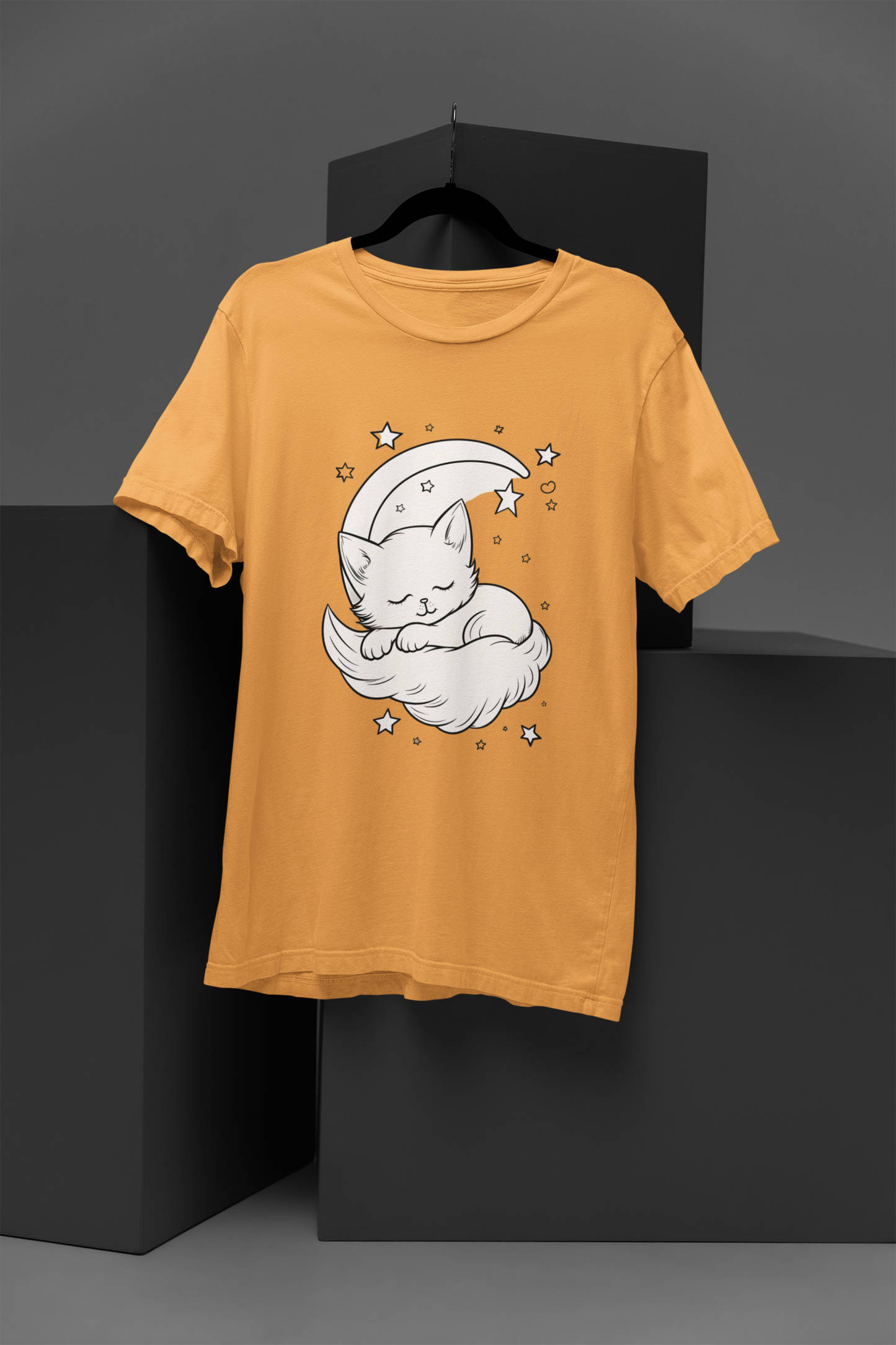 Moon Kitty Women's Graphic Tee Cotton Round Neck