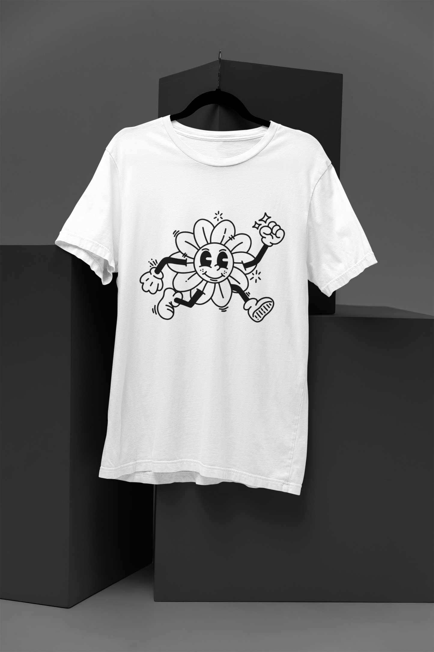 Women's Running Flower Graphic Tee Round Neck Cotton