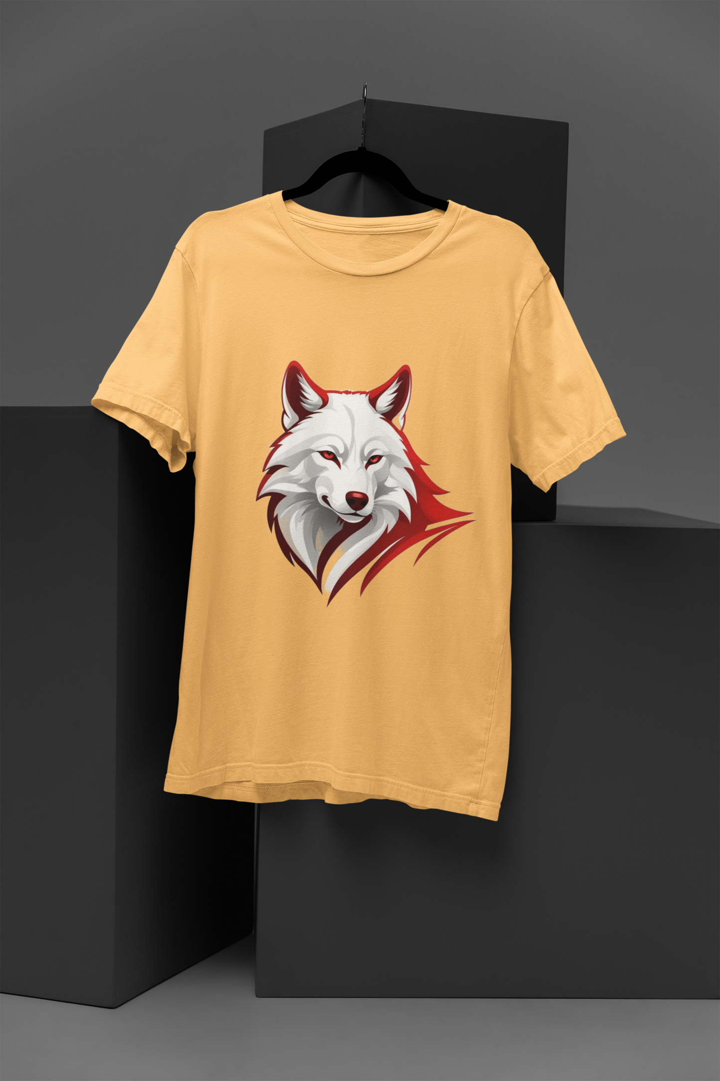 Unisex Artistic Wolf Graphic Printed Round Neck Cotton T Shirt