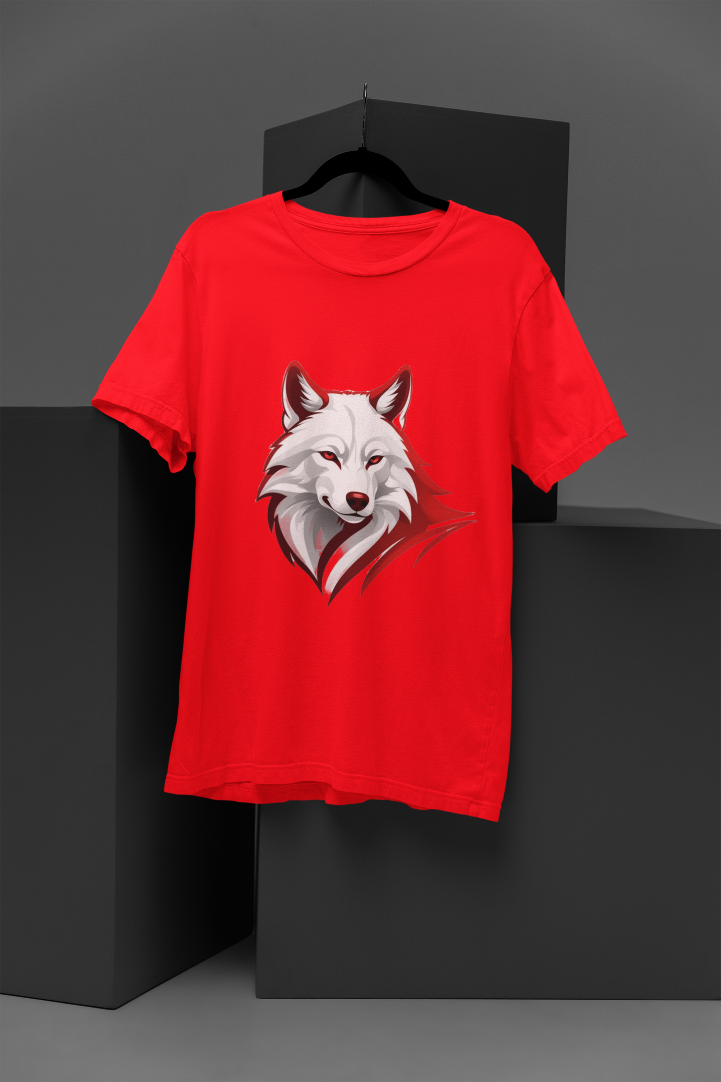Unisex Artistic Wolf Graphic Printed Round Neck Cotton T Shirt