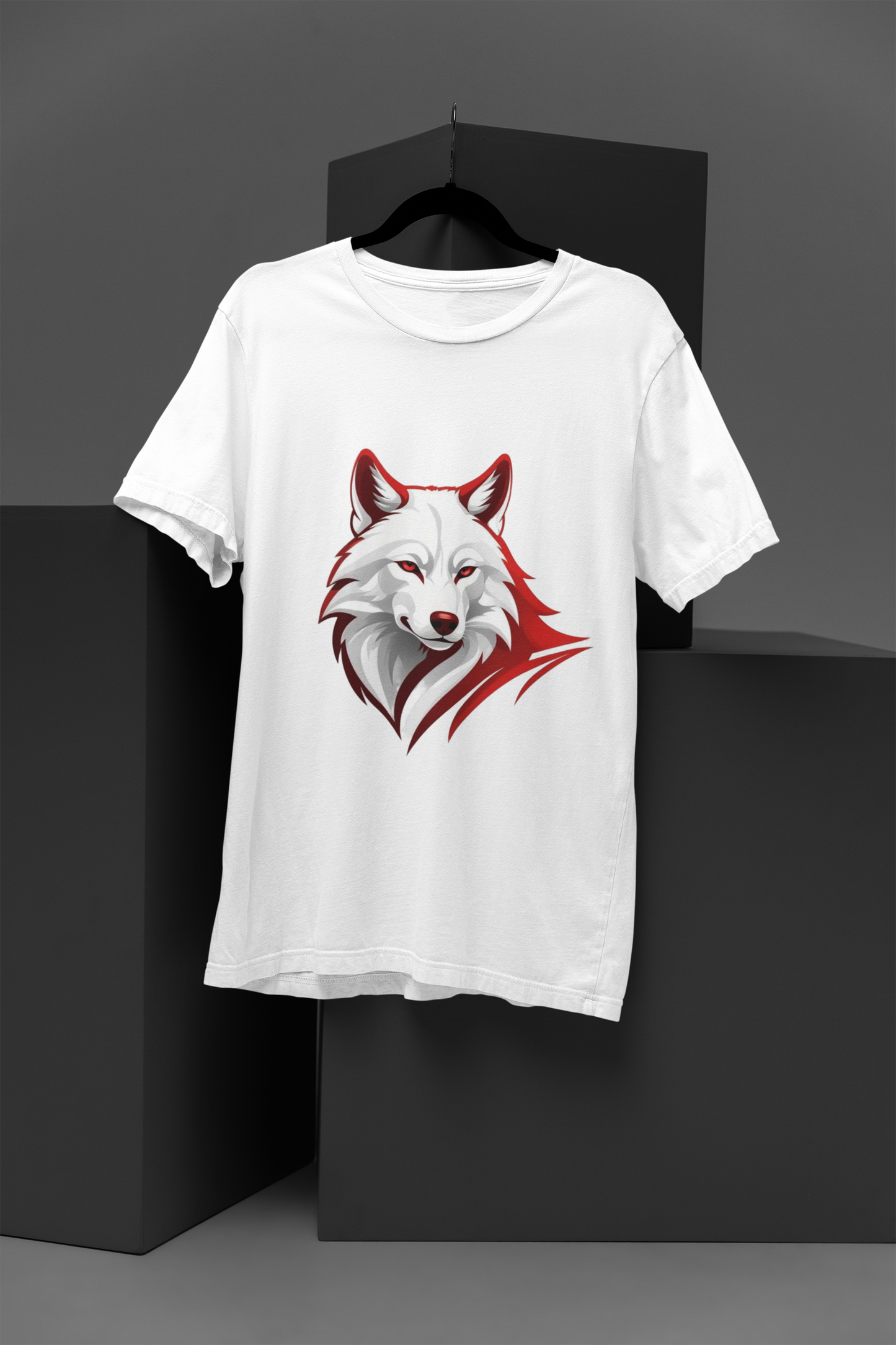 Unisex Artistic Wolf Graphic Printed Round Neck Cotton T Shirt