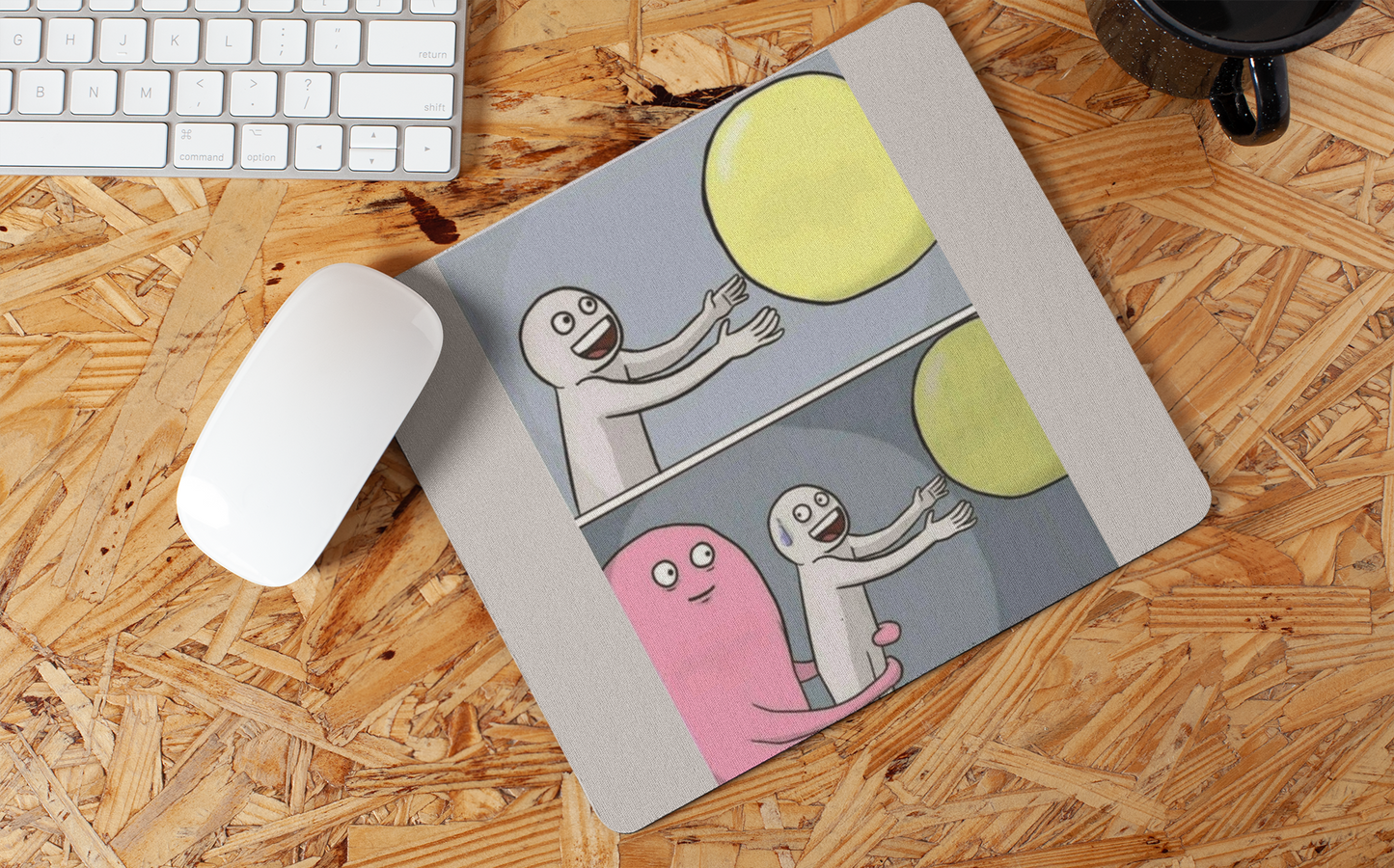 Holding back guy mouse pad