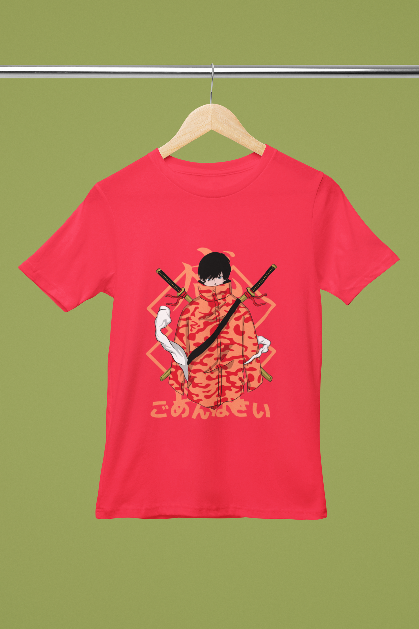 FOMO Fashions Modern Samurai T Shirt mockup with samurai warrior graphic print