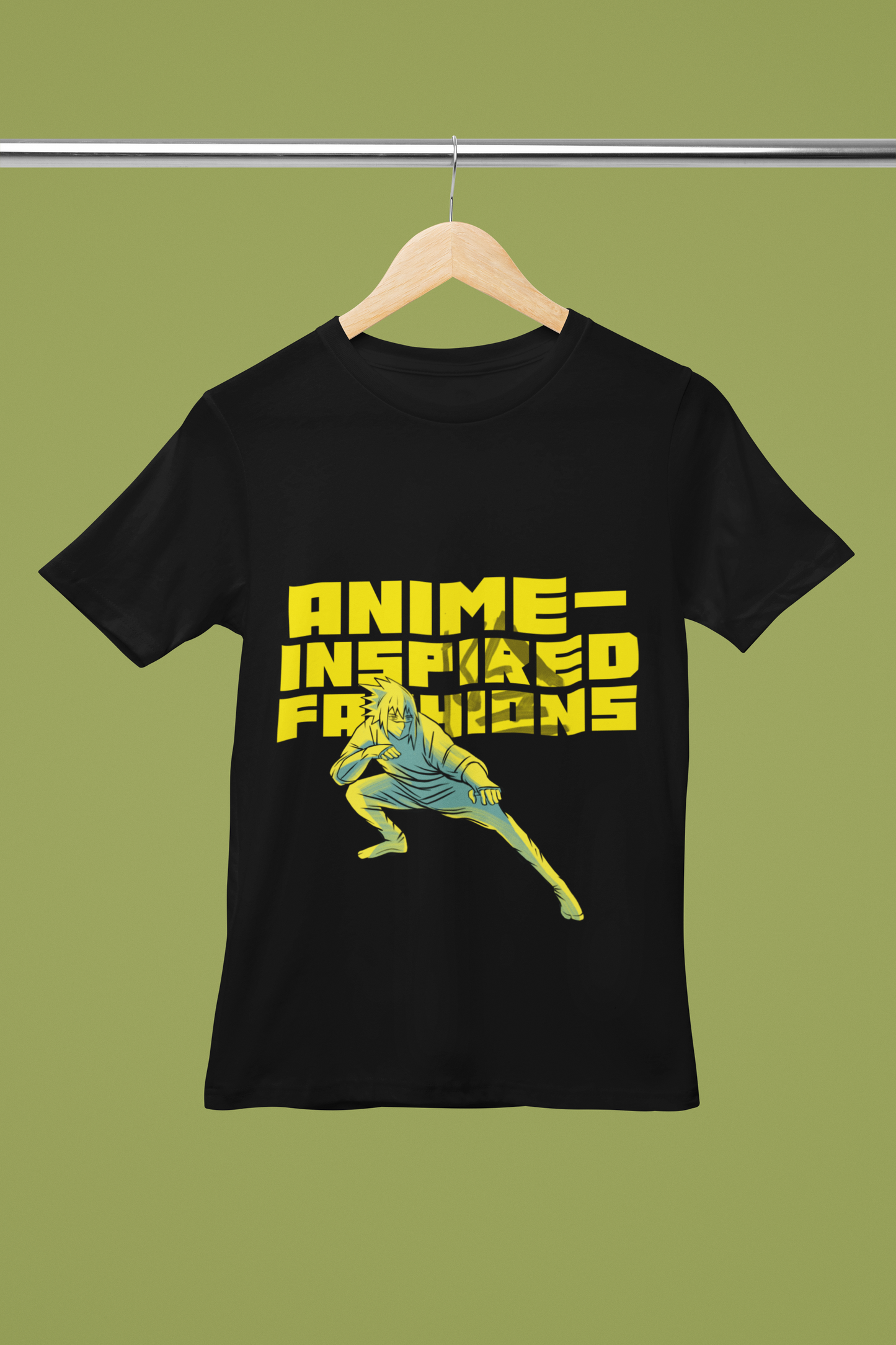 FOMO Fashions Anime Inspired T Shirt ninja‑style character illustration on black lightweight tee