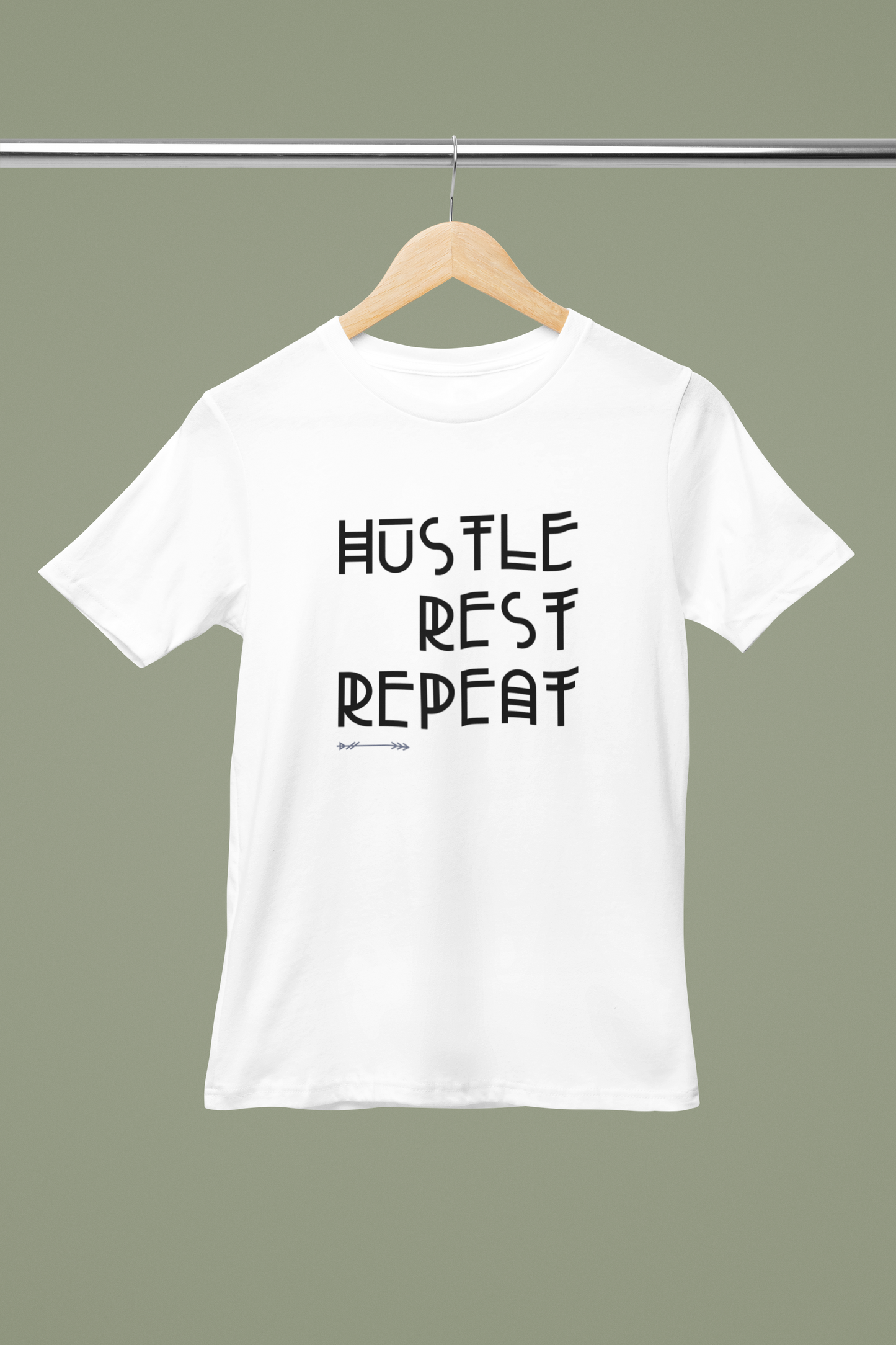 Unisex Hustle, Rest , Repeat Graphic Printed Round Neck Cotton T Shirt