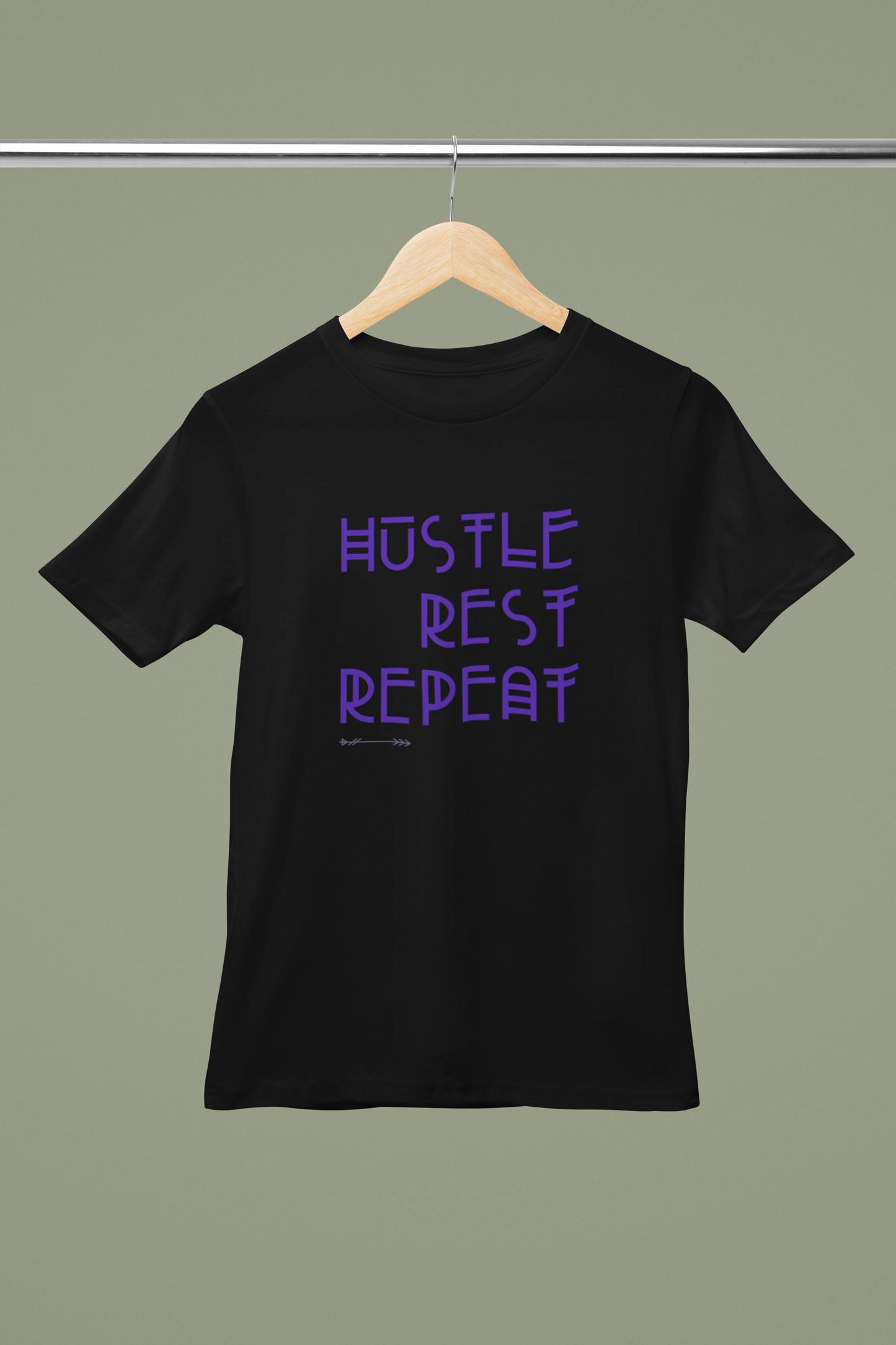 Unisex Hustle, Rest , Repeat Graphic Printed Round Neck Cotton T Shirt