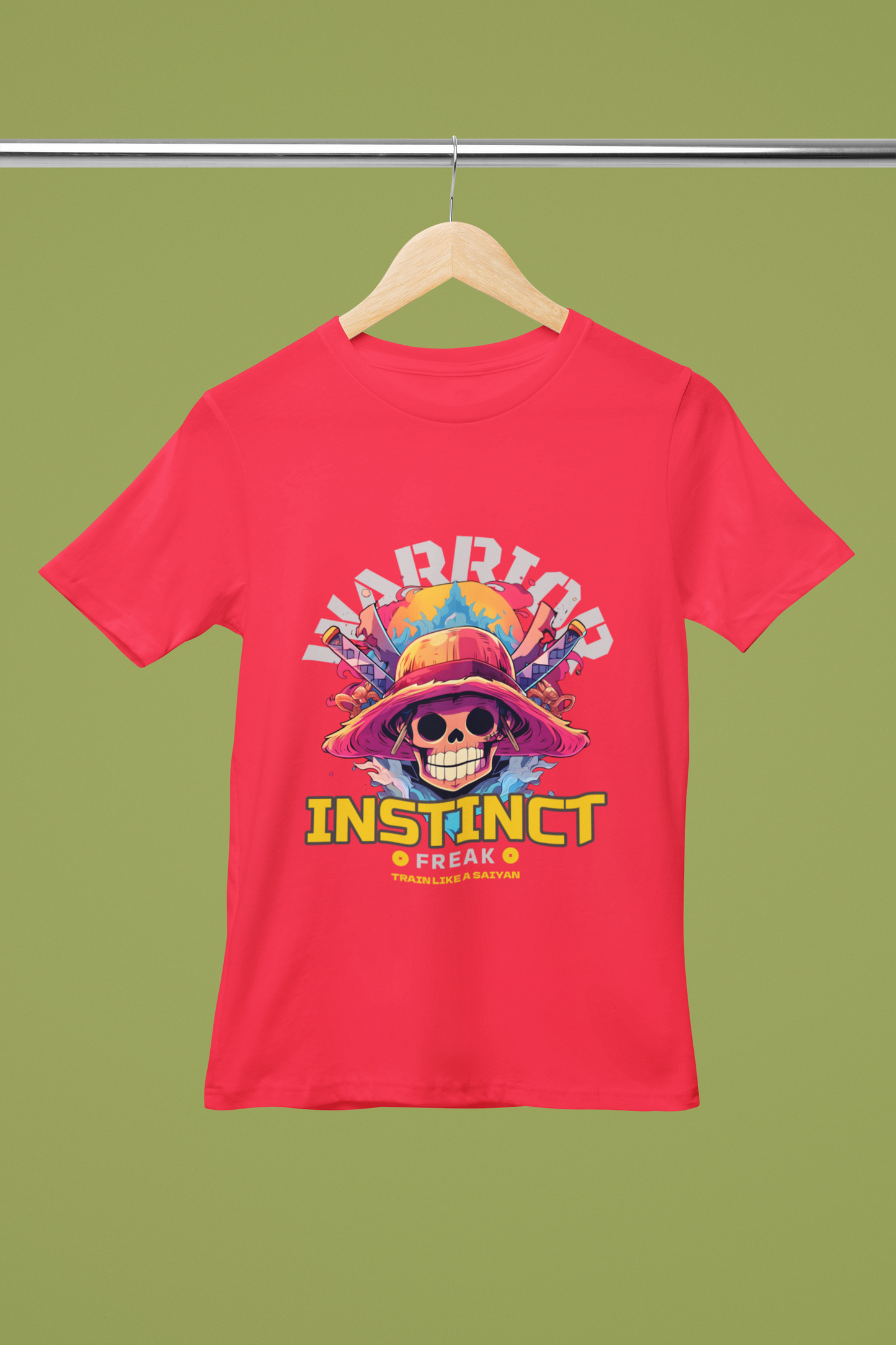 Unisex Warrior Instinct Graphic Printed Round Neck Cotton T Shirt