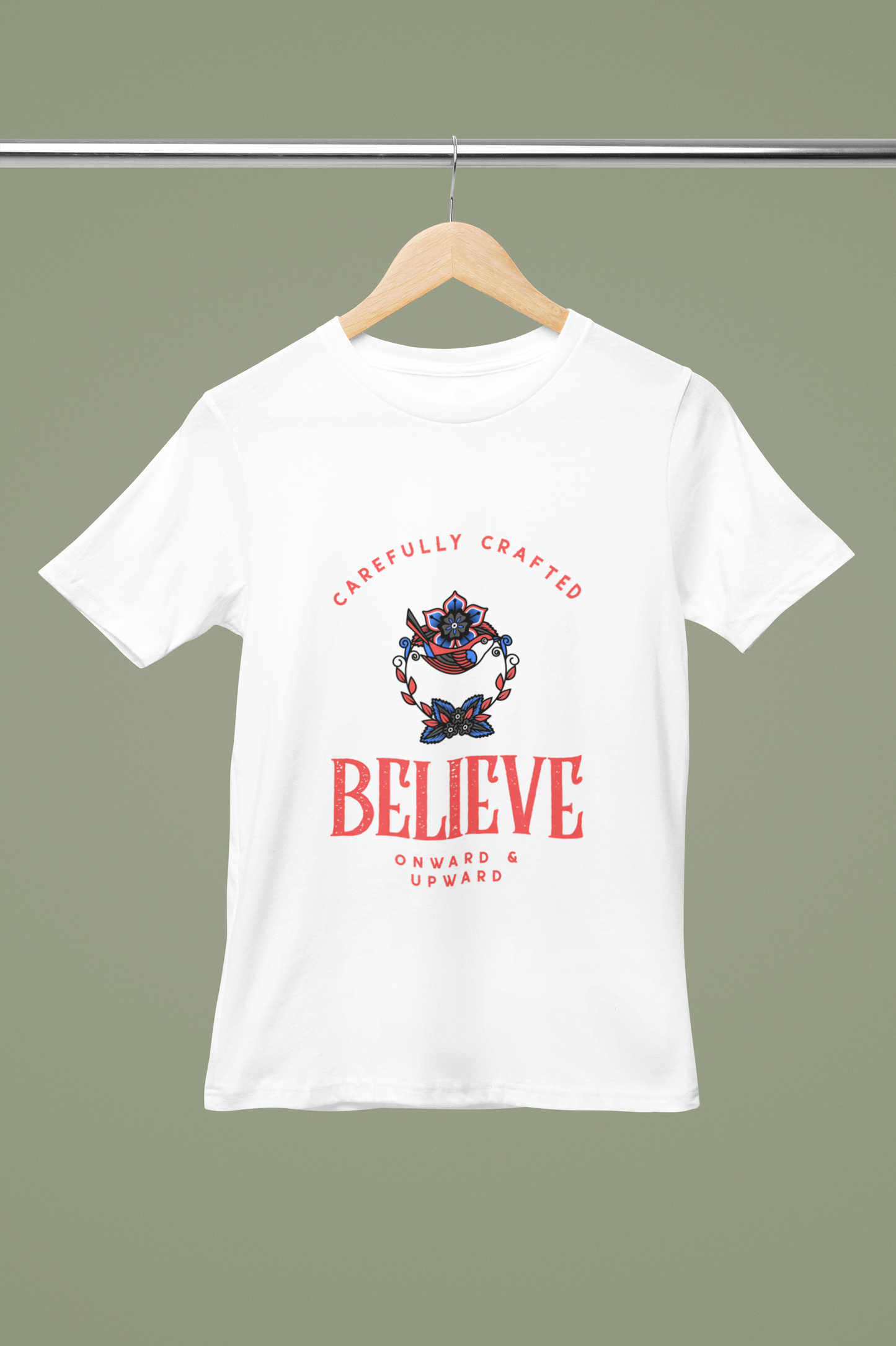 Unisex Believe Retro Graphic Printed Round Neck Cotton T Shirt